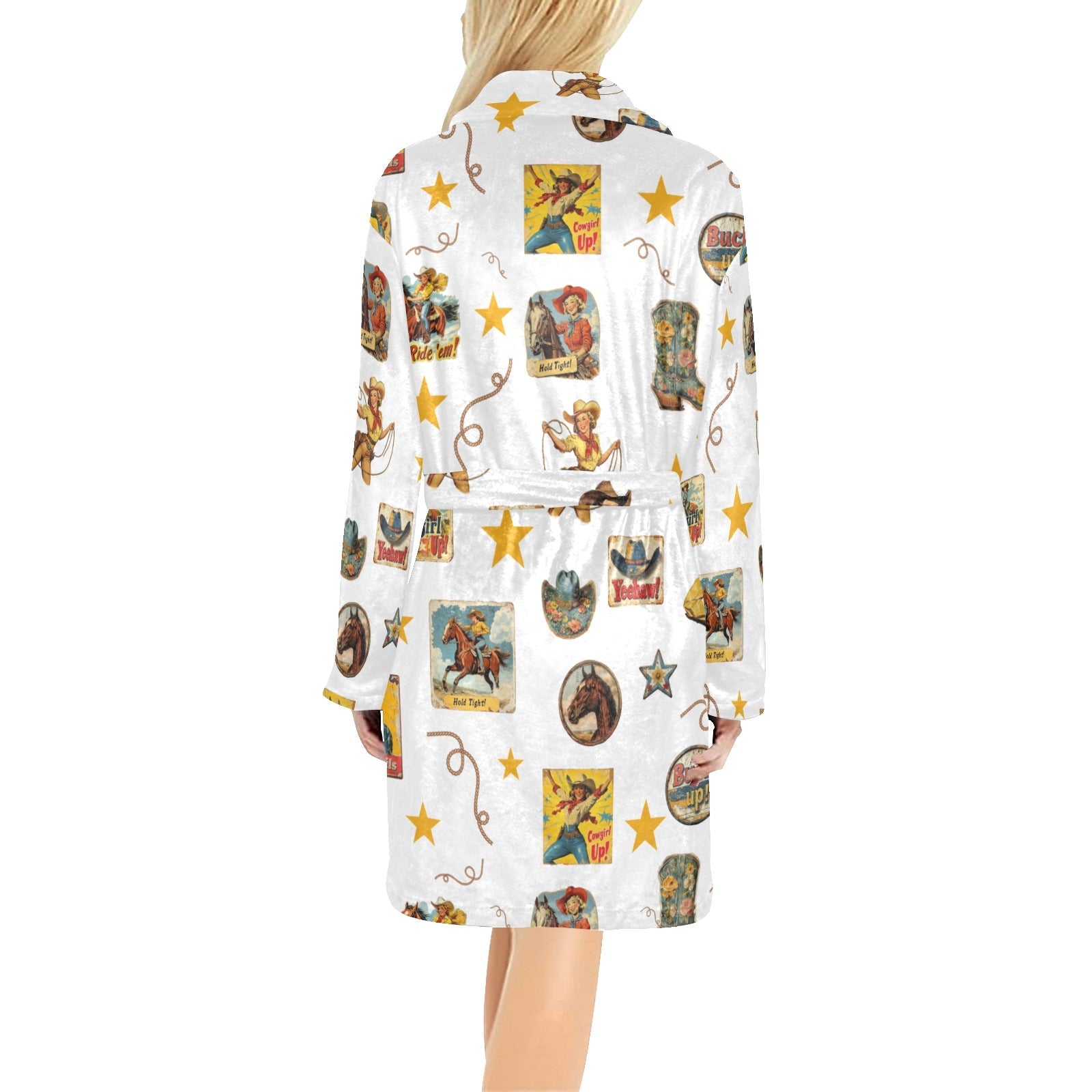 Vintage Cowgirl Collage Women's Western Bath Robe