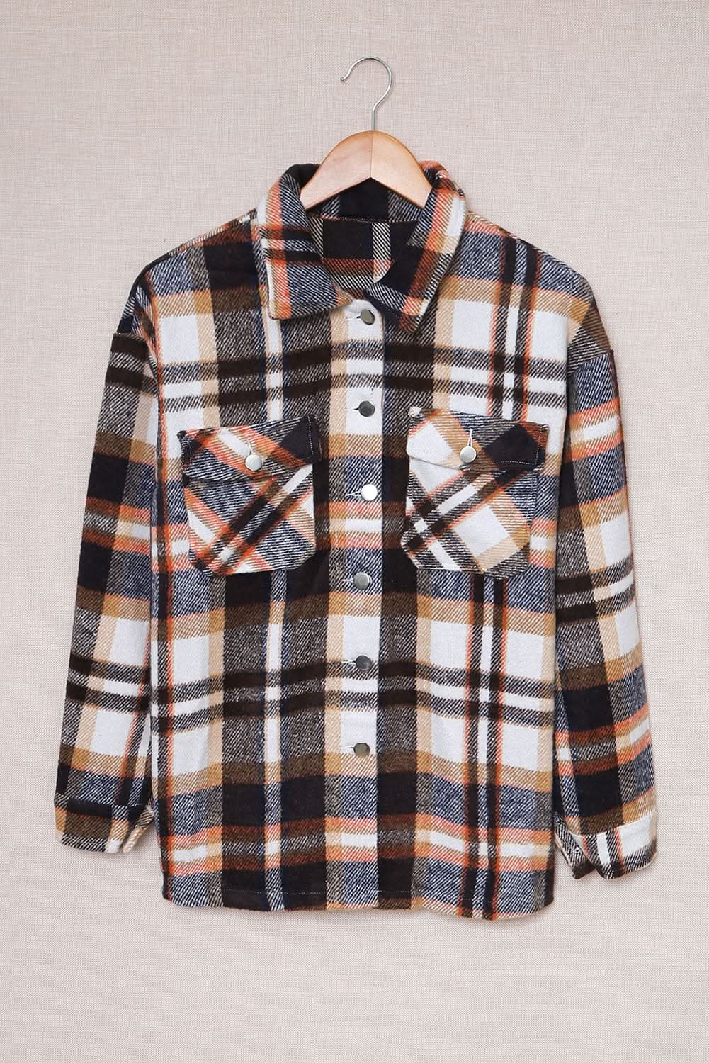 Multicolor Plaid Casual Button Up Flannel Shacket Anytime