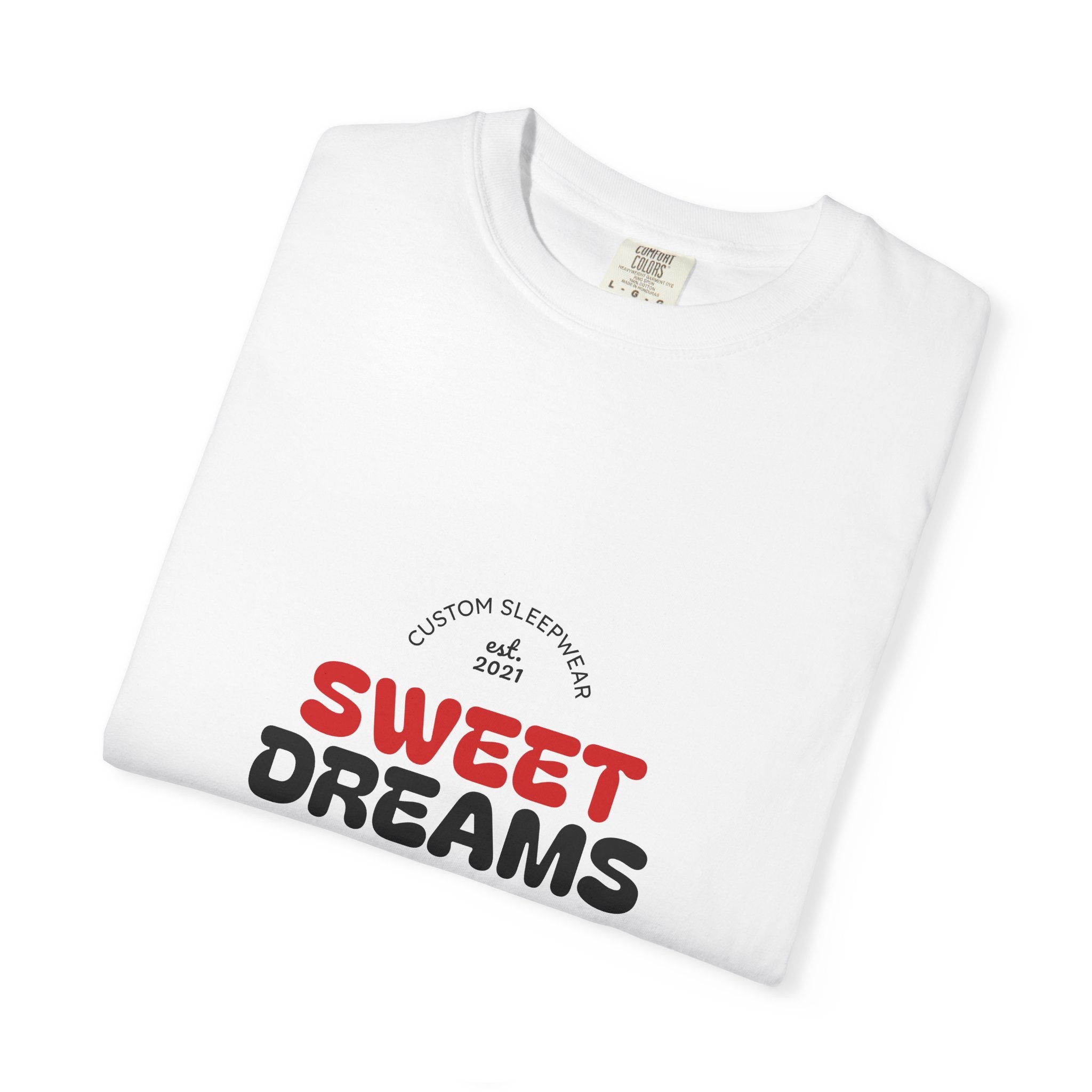 Sweet Dreams T-Shirt — Retro Red & Black Typography Sleep Tee