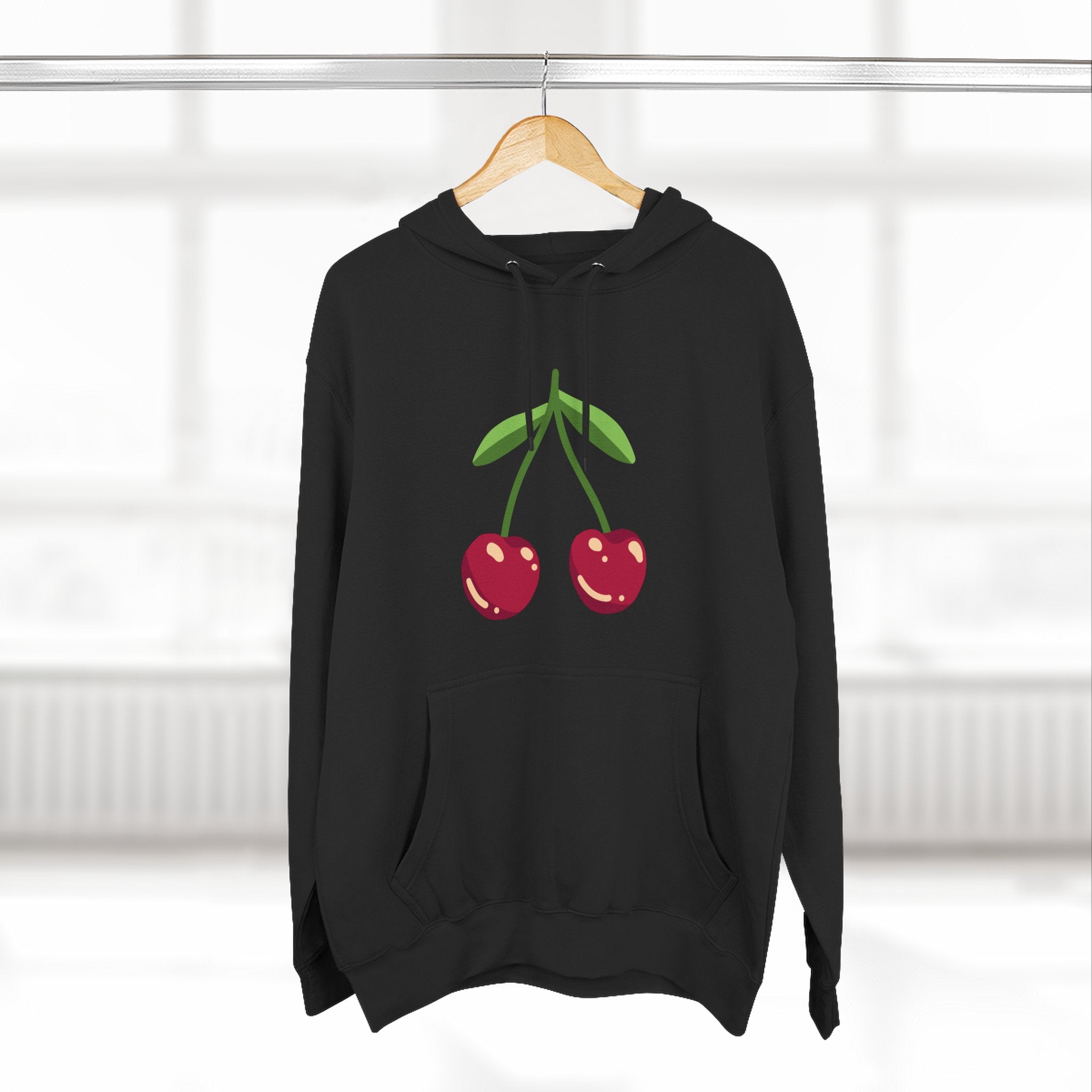 Cherry Graphic Hoodie — Cute Double Cherry Fleece Pullover