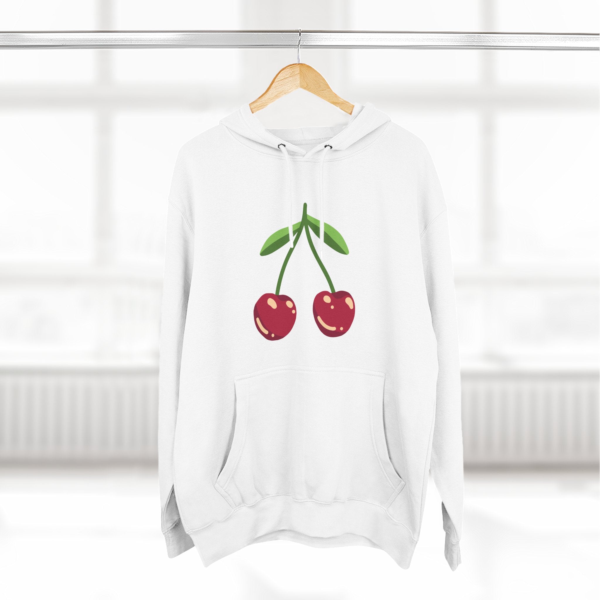 Cherry Graphic Hoodie — Cute Double Cherry Fleece Pullover