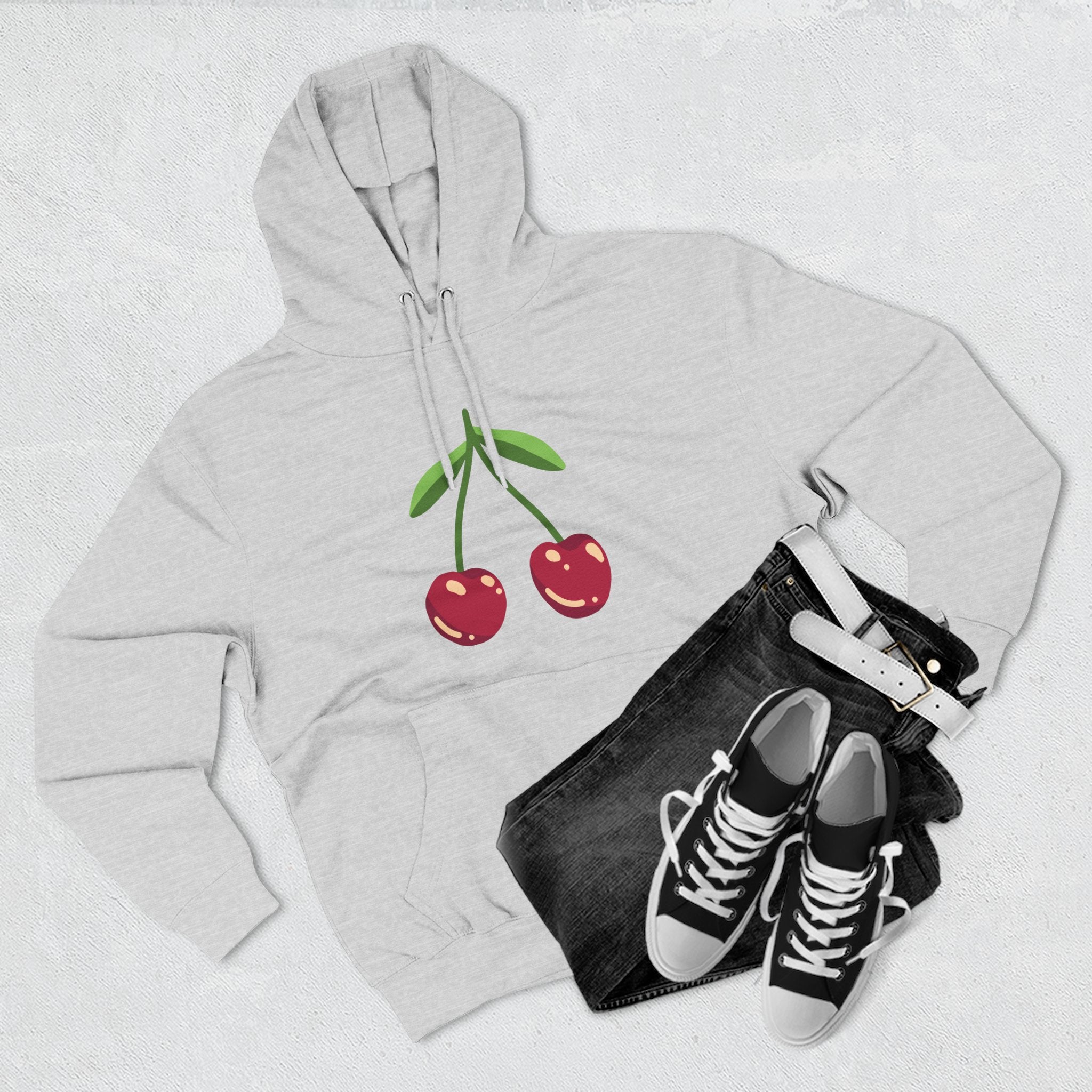 Cherry Graphic Hoodie — Cute Double Cherry Fleece Pullover