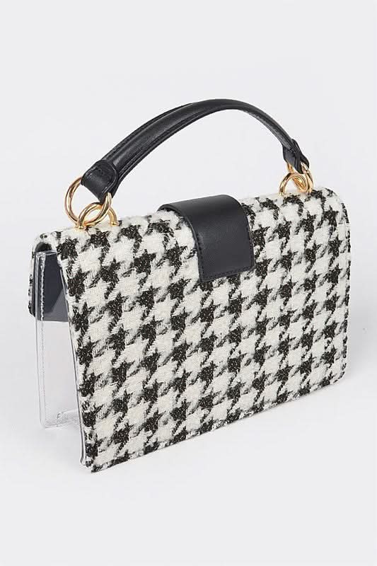 2 In 1 Houndstooth Print Clear Bag Set With Pouches