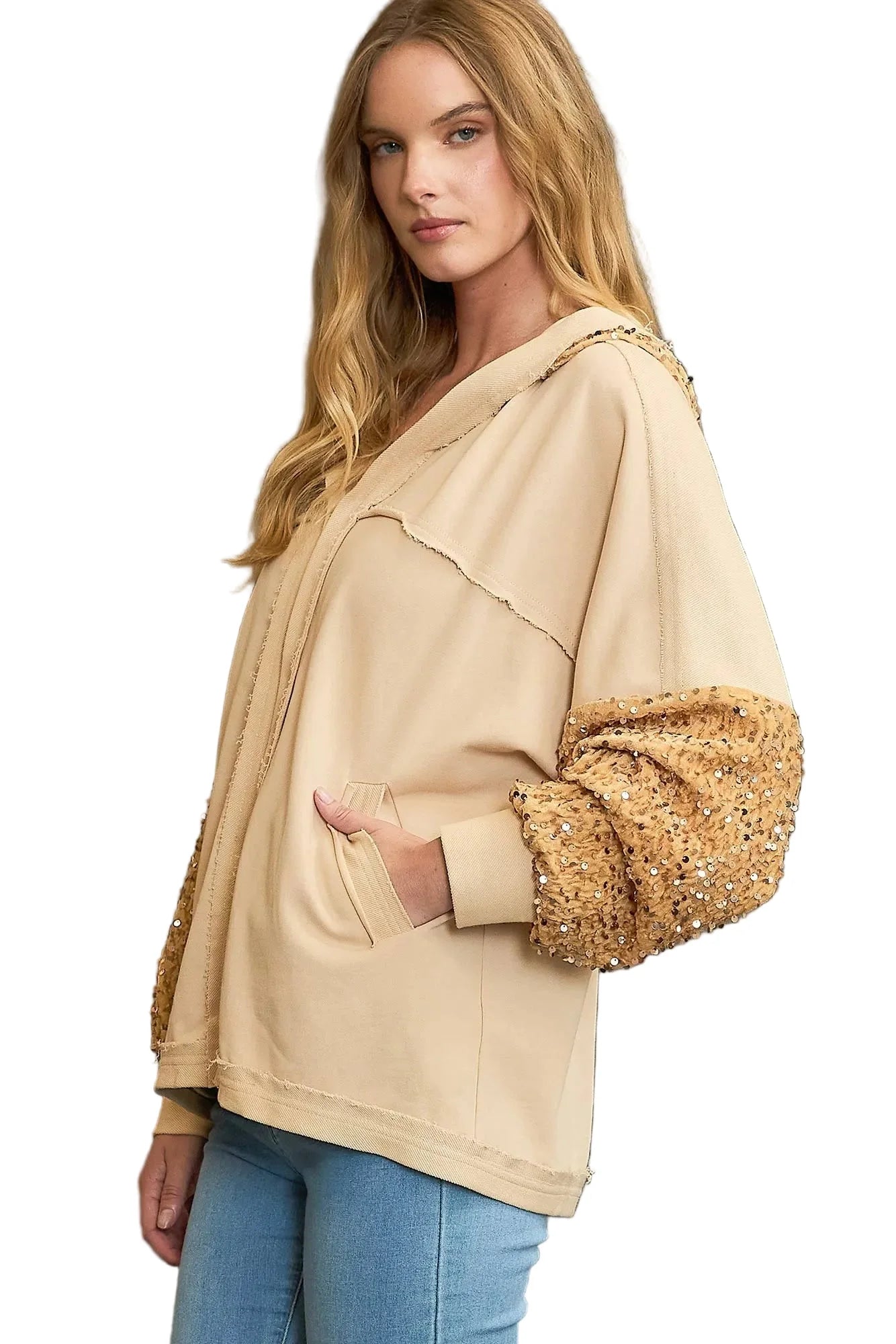 Sequined French Terry Jacket