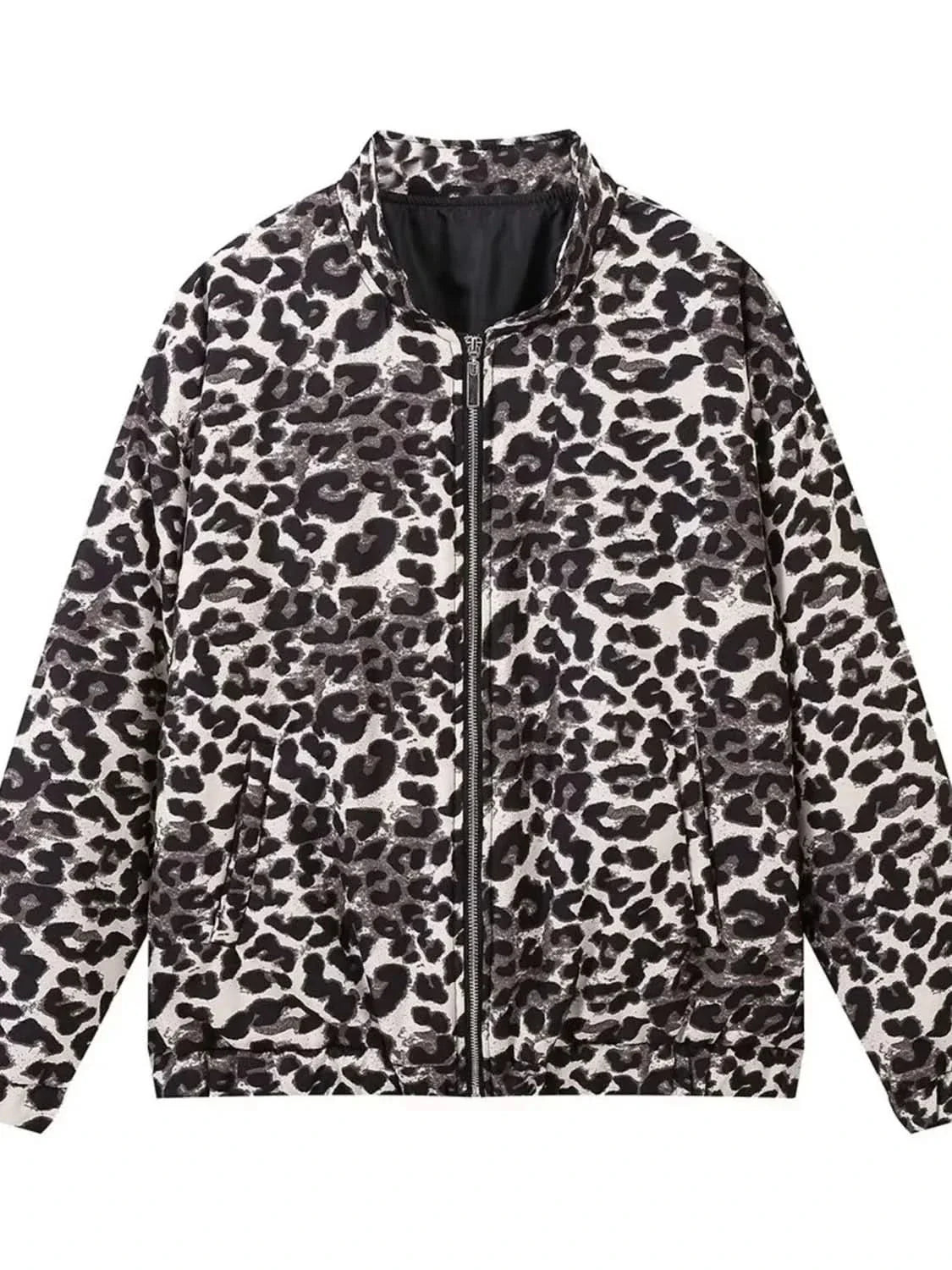 Leopard Print Oversized Bomber Jacket Womens Coat Style