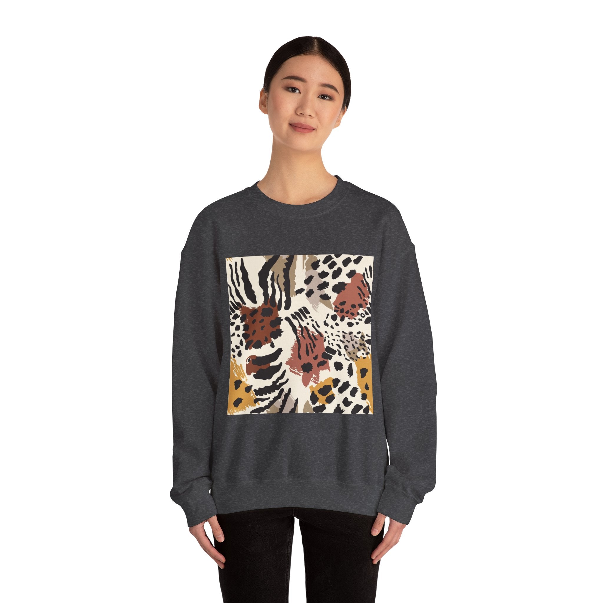 Wild Animal Print Crewneck Sweatshirt