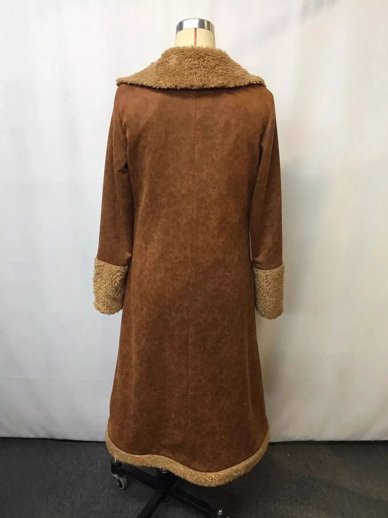 Vintage Faux Fur Trim Longline Coat For Women