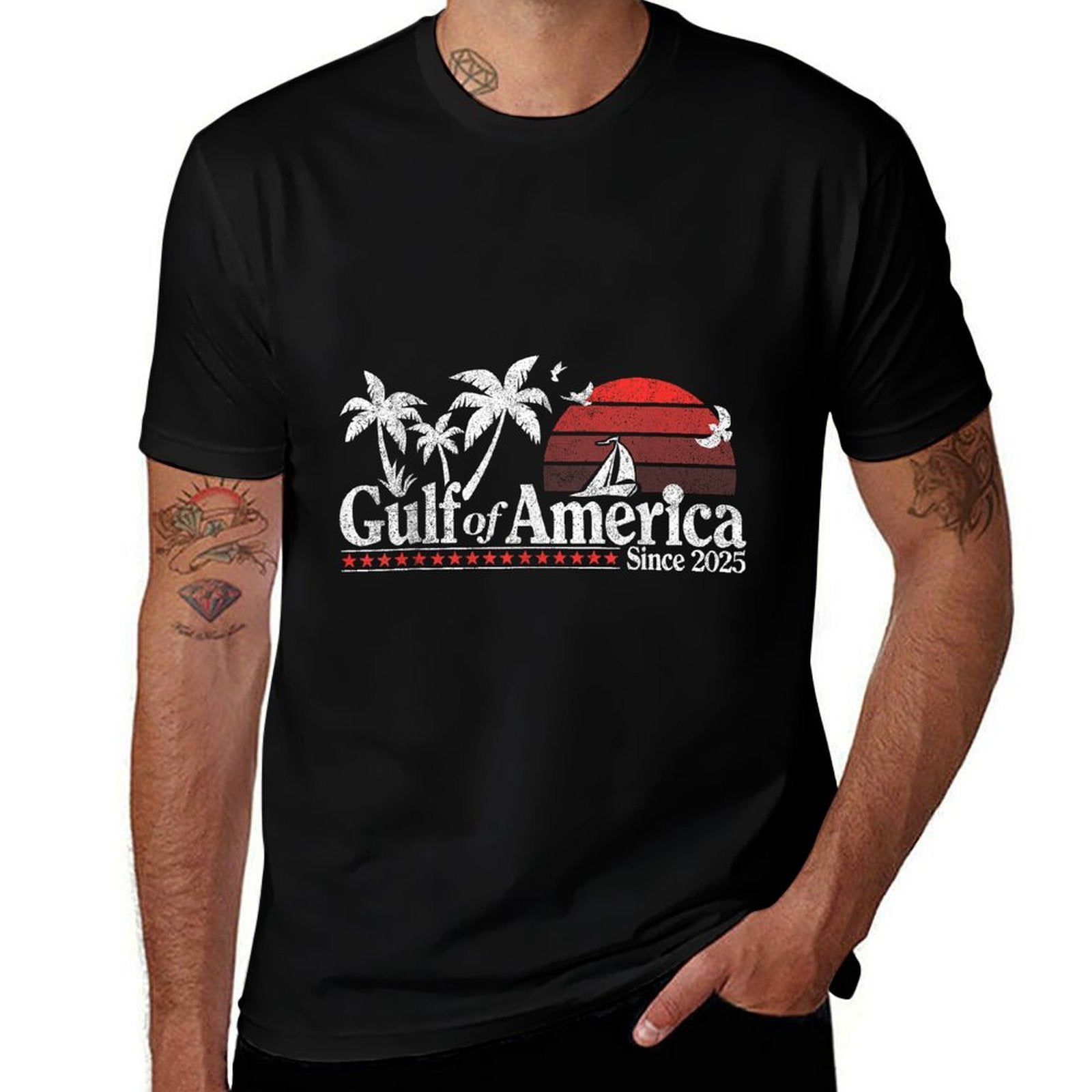 Gulf of US America Retro 1970s Heathered Texture T-Shirt