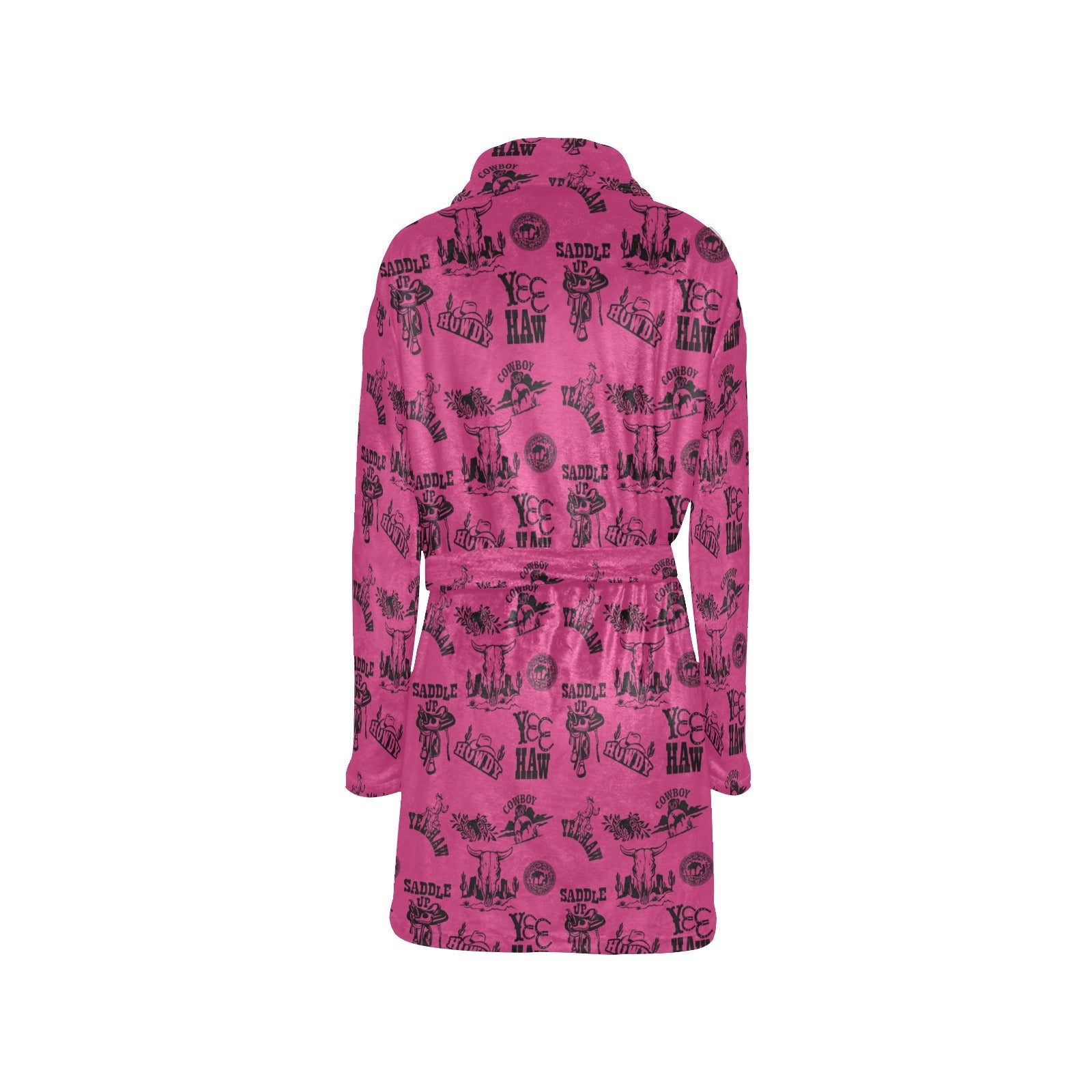 Pink Cowboy Print Western Bath Robe