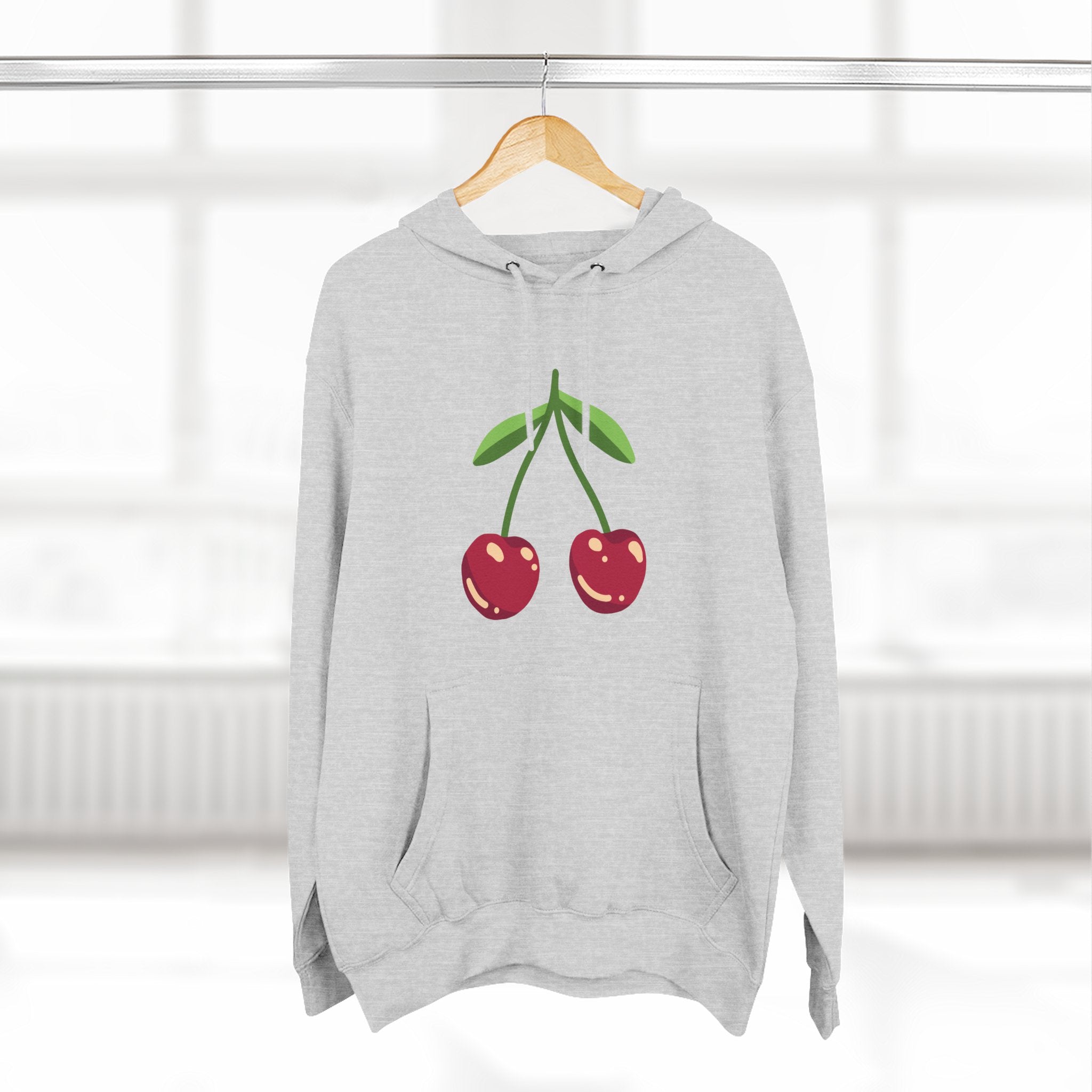 Cherry Graphic Hoodie — Cute Double Cherry Fleece Pullover