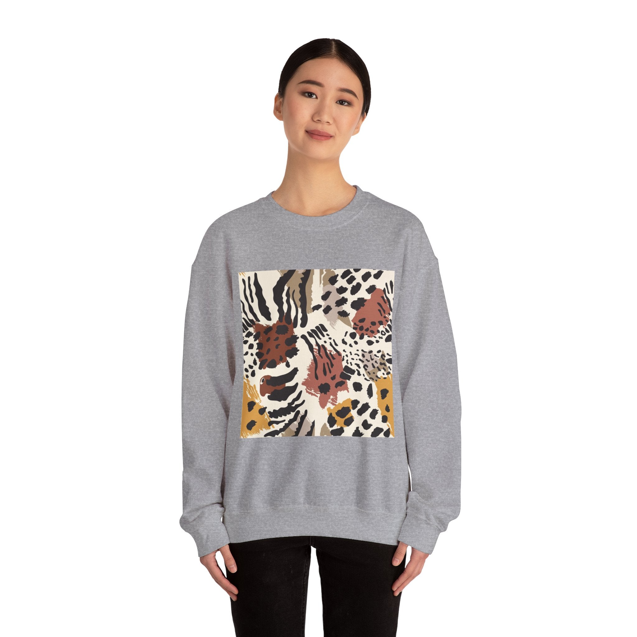 Wild Animal Print Crewneck Sweatshirt