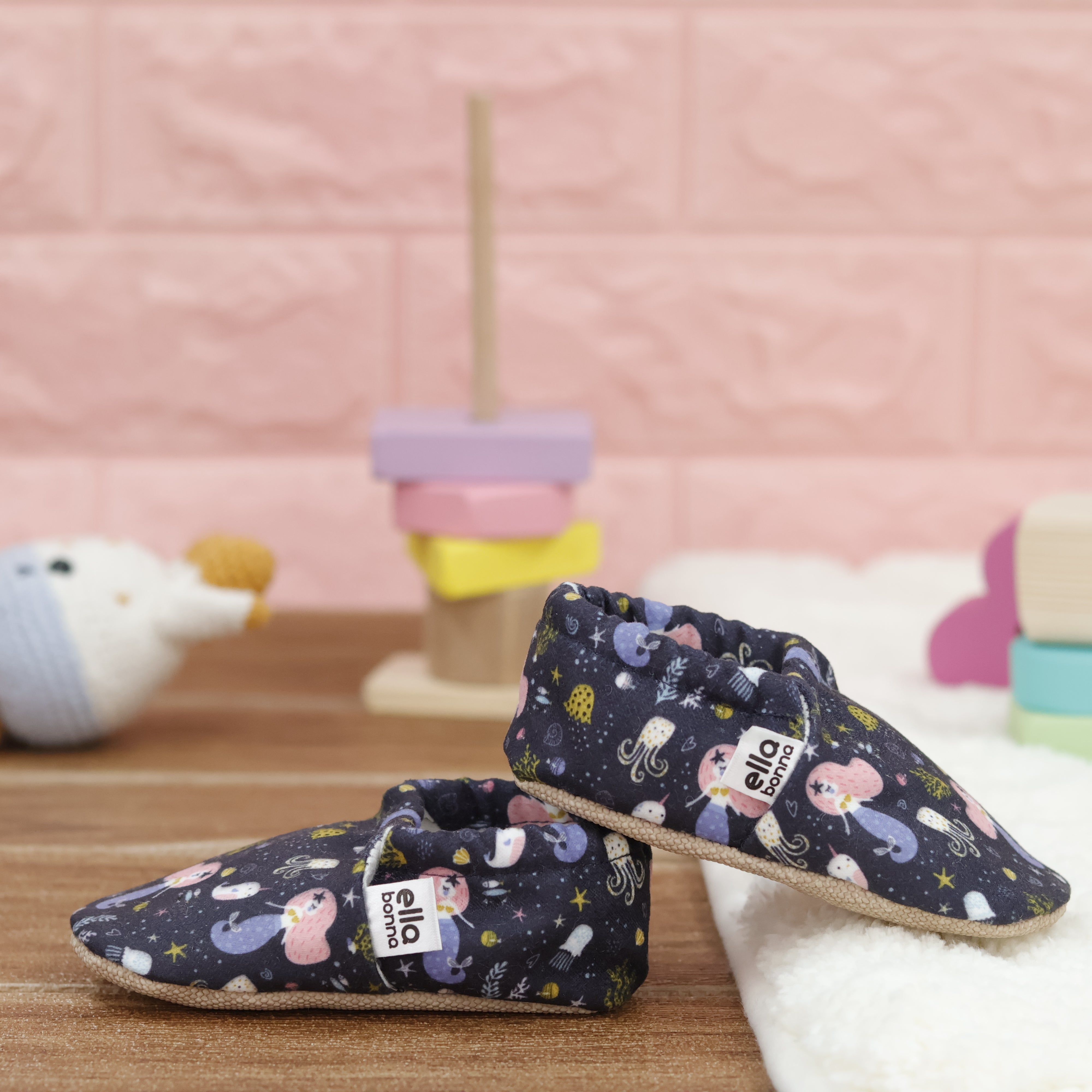 Ella Bonna Baby Moccasins, Slippers, Ocean