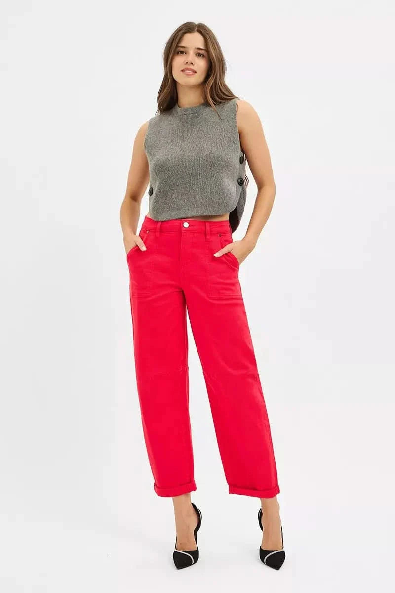 Risen High Rise Ankle Cuffed Barrel Pants Chic Everyday