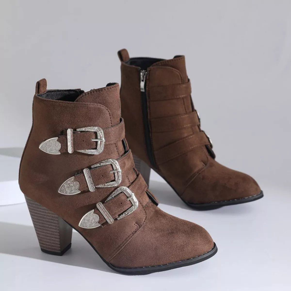 Point Toe Block Heels Boots