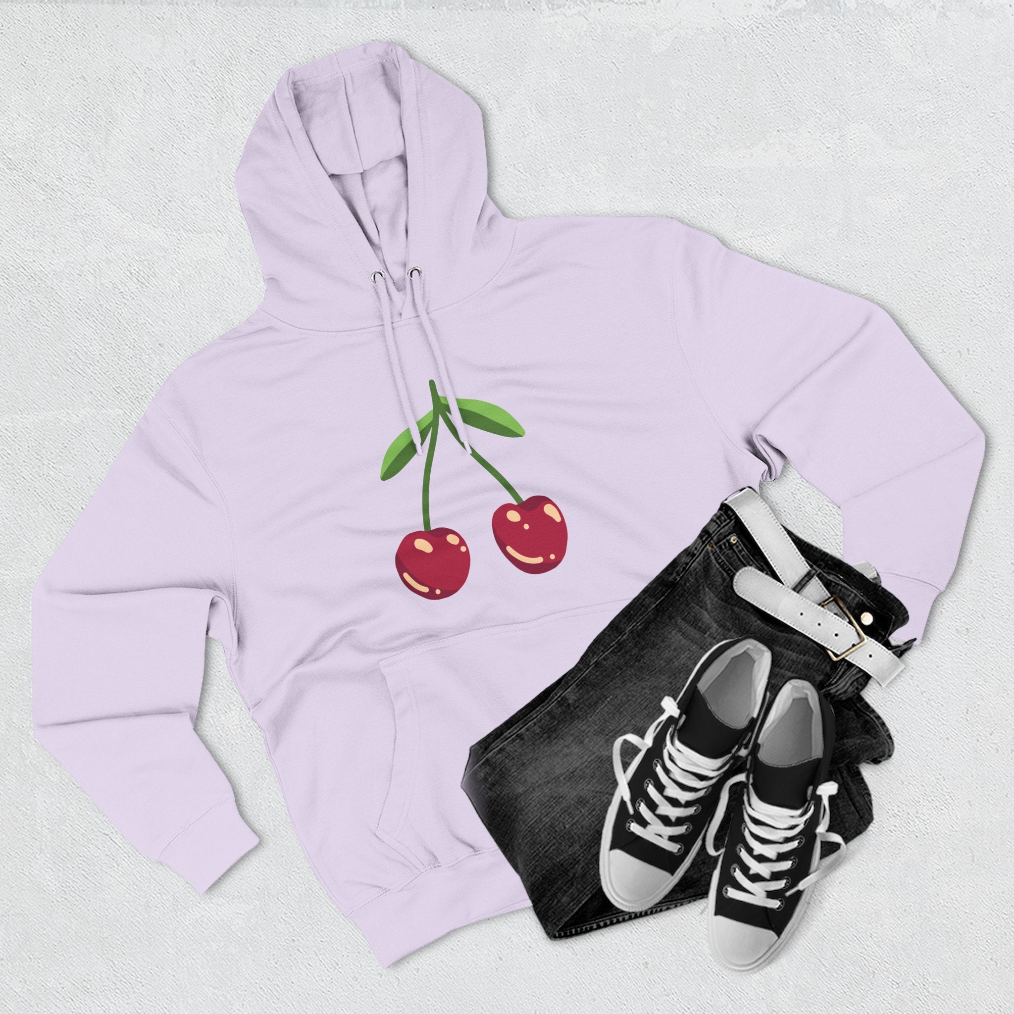 Cherry Graphic Hoodie — Cute Double Cherry Fleece Pullover