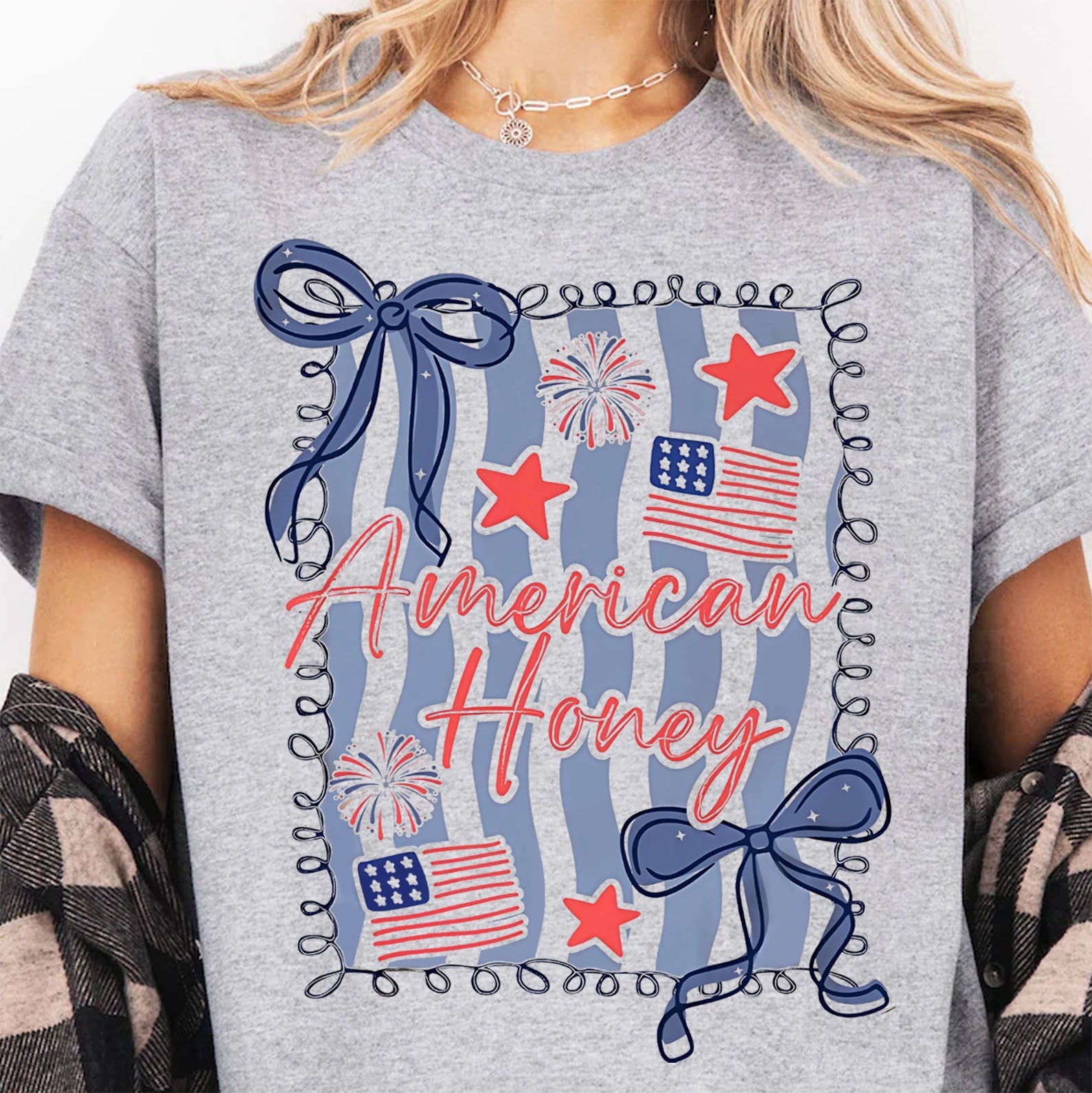 American Honey Coquette Shirt | Preppy 4th Of July T-Shirt | Vintage USA Shirt | Land Of The Free Tee | Independence Day Shirt 682472
