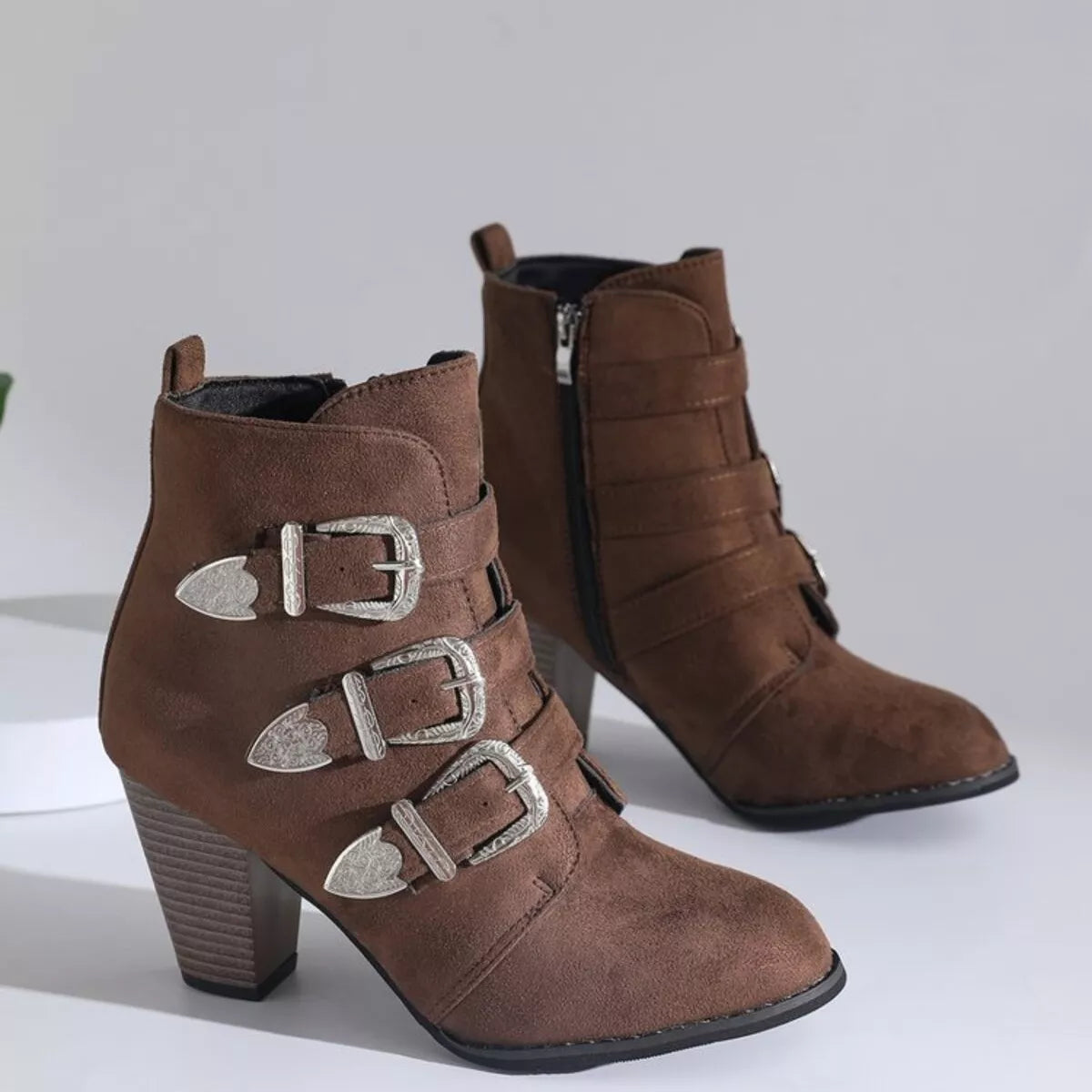 Point Toe Block Heels Boots