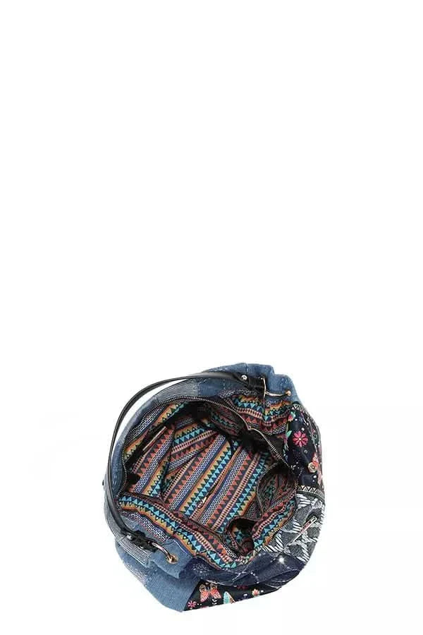 Nicole Lee Bosque De Amor Denim Hobo Bag Slouchy Chic