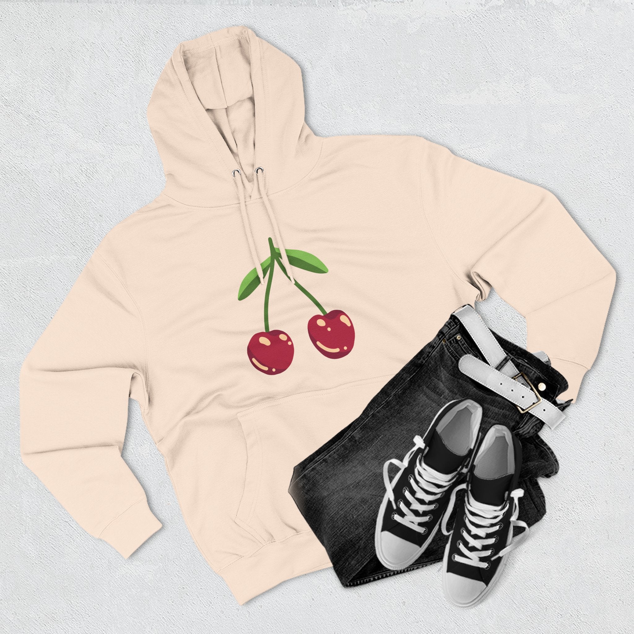 Cherry Graphic Hoodie — Cute Double Cherry Fleece Pullover