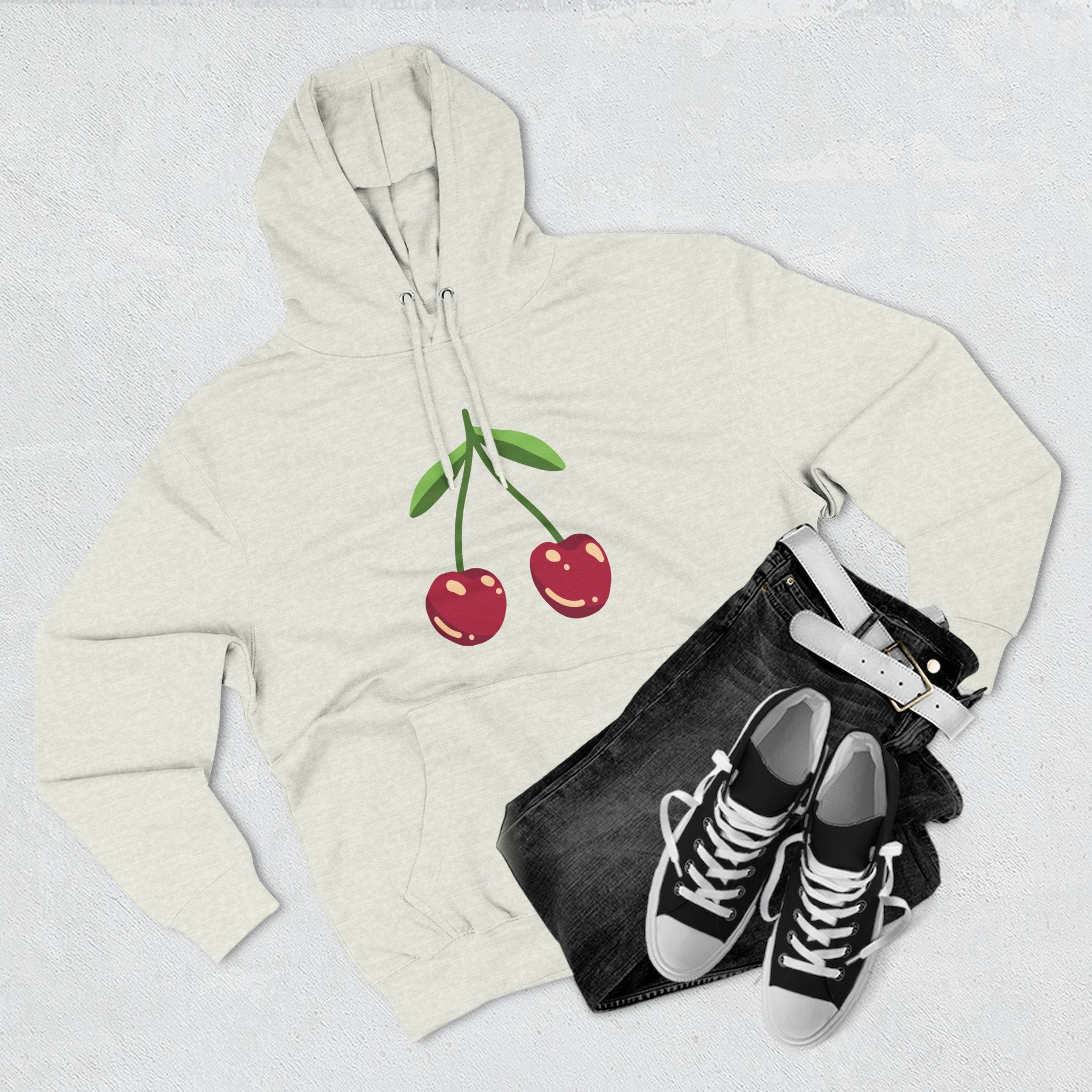 Cherry Graphic Hoodie — Cute Double Cherry Fleece Pullover