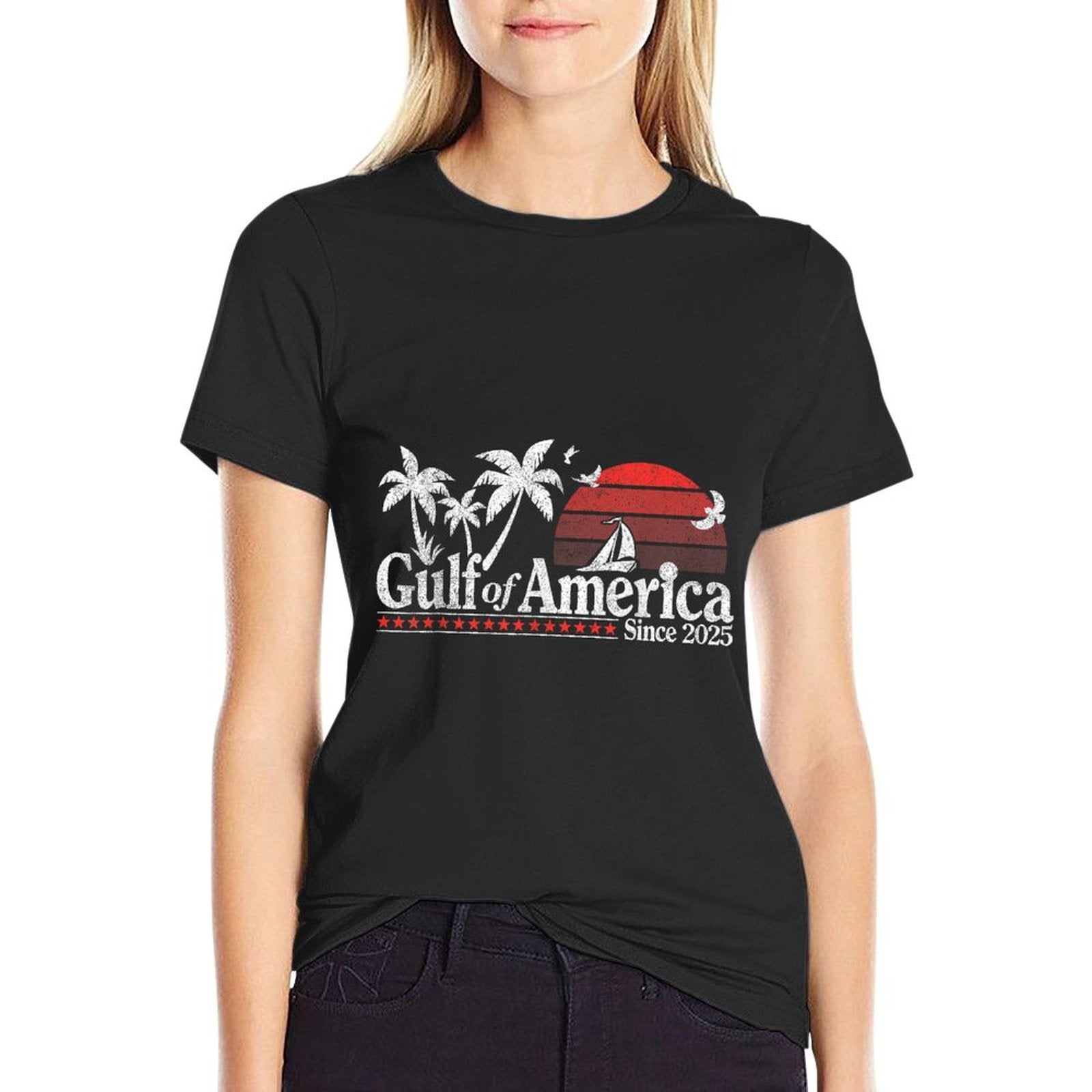 Gulf of US America Retro 1970s Heathered Texture T-Shirt