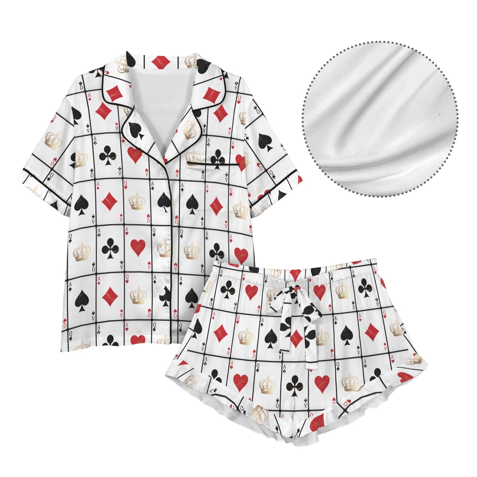 Vegas Gambling Satin Ruffle Pajama Set