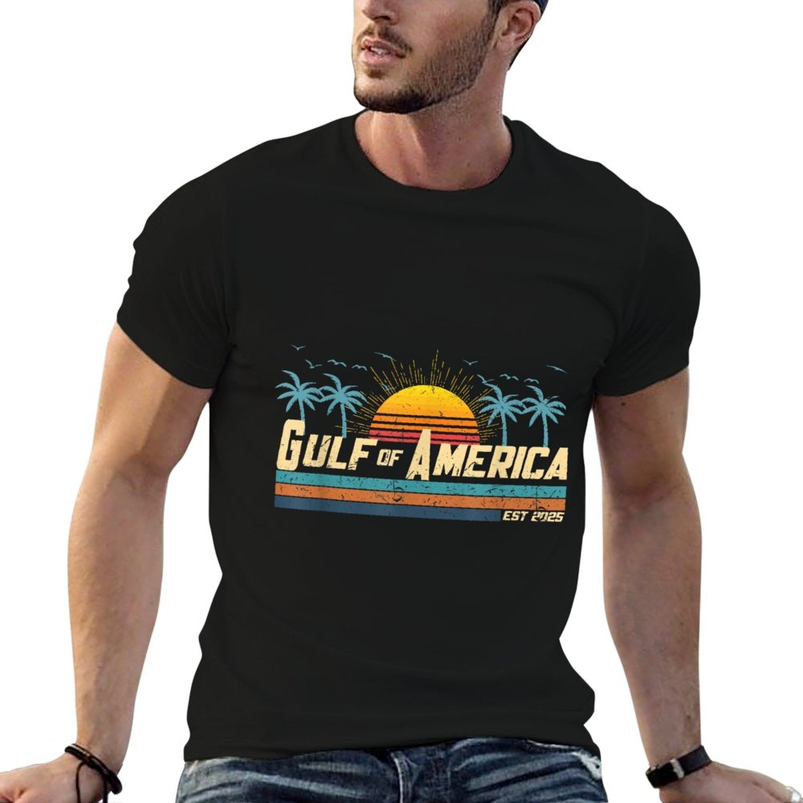 Retro Vintage Gulf of USA America Beach Men Women Graphic-printed T-Shirt