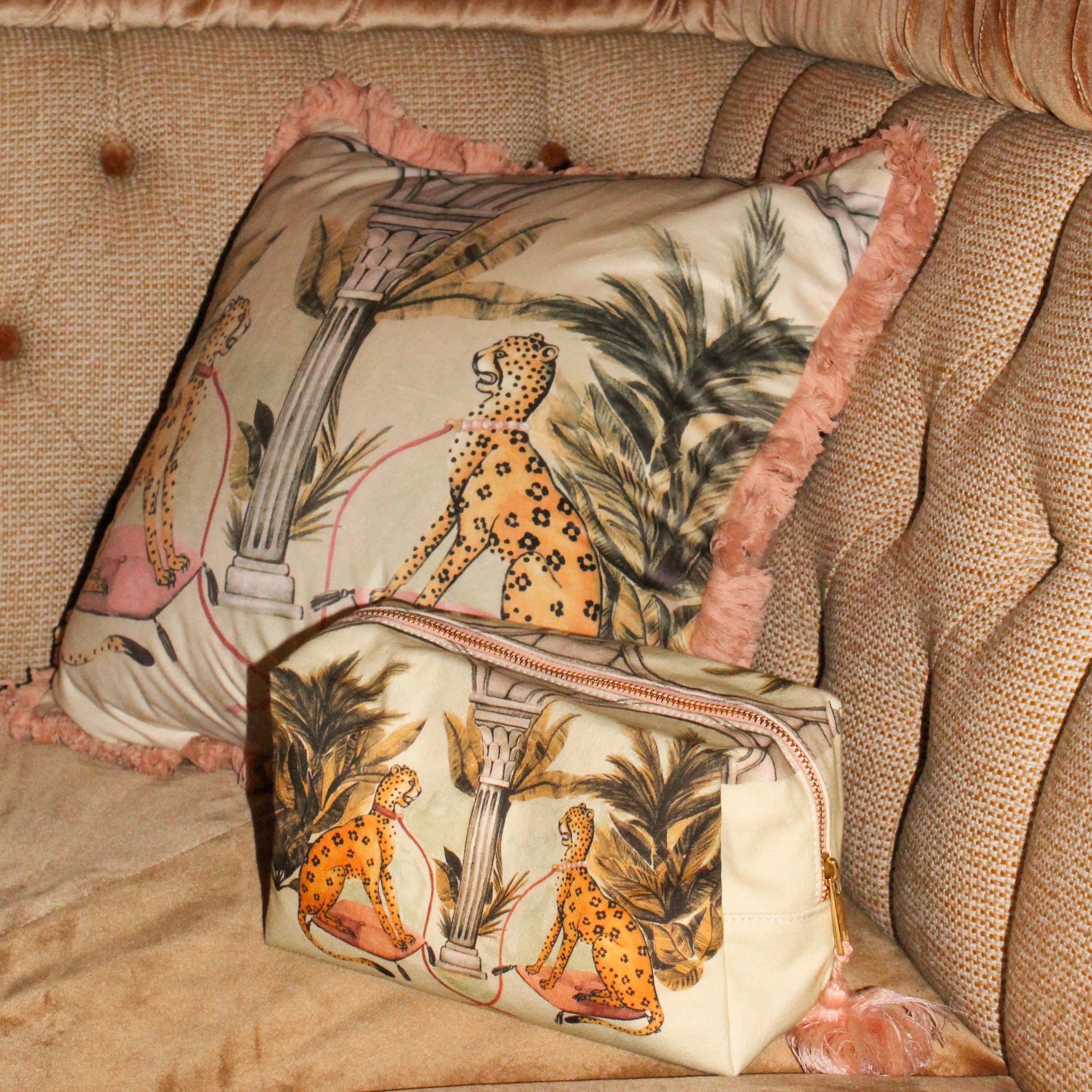Regal Felines Cushion - Blush