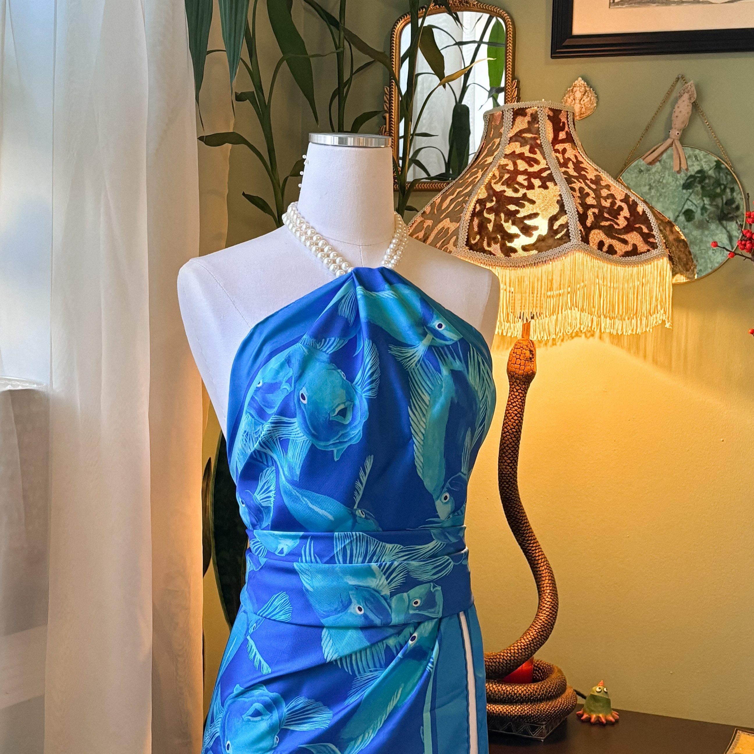 Parrots of Paradise Silk Scarf - Blue