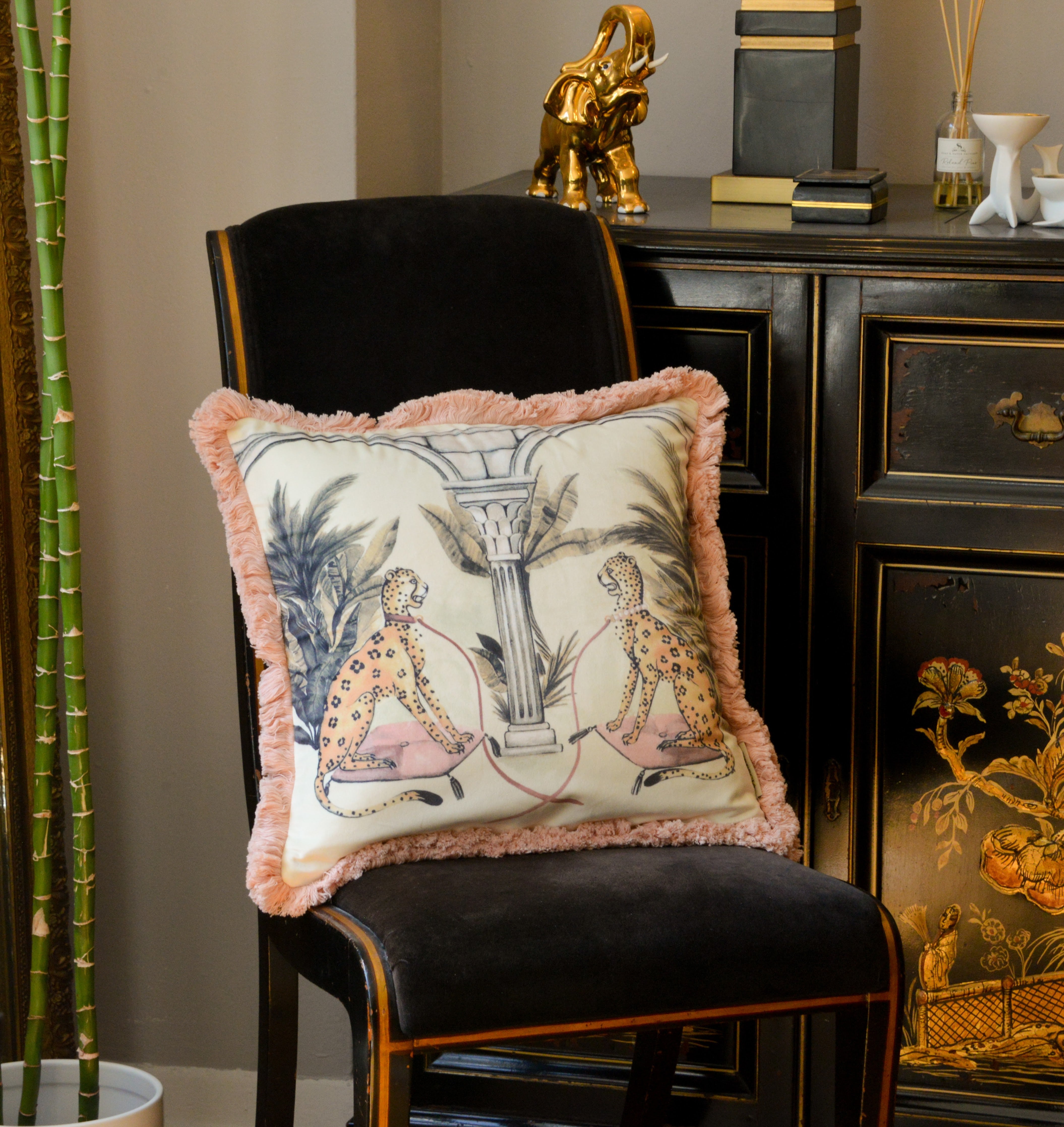 Regal Felines Cushion - Blush