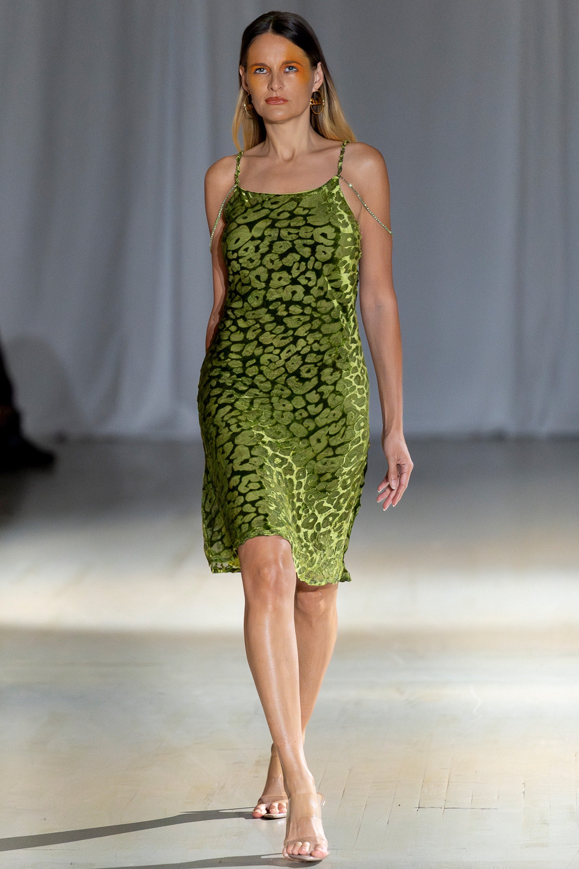 Aliana Silk Leopard Imprint Slip Dress