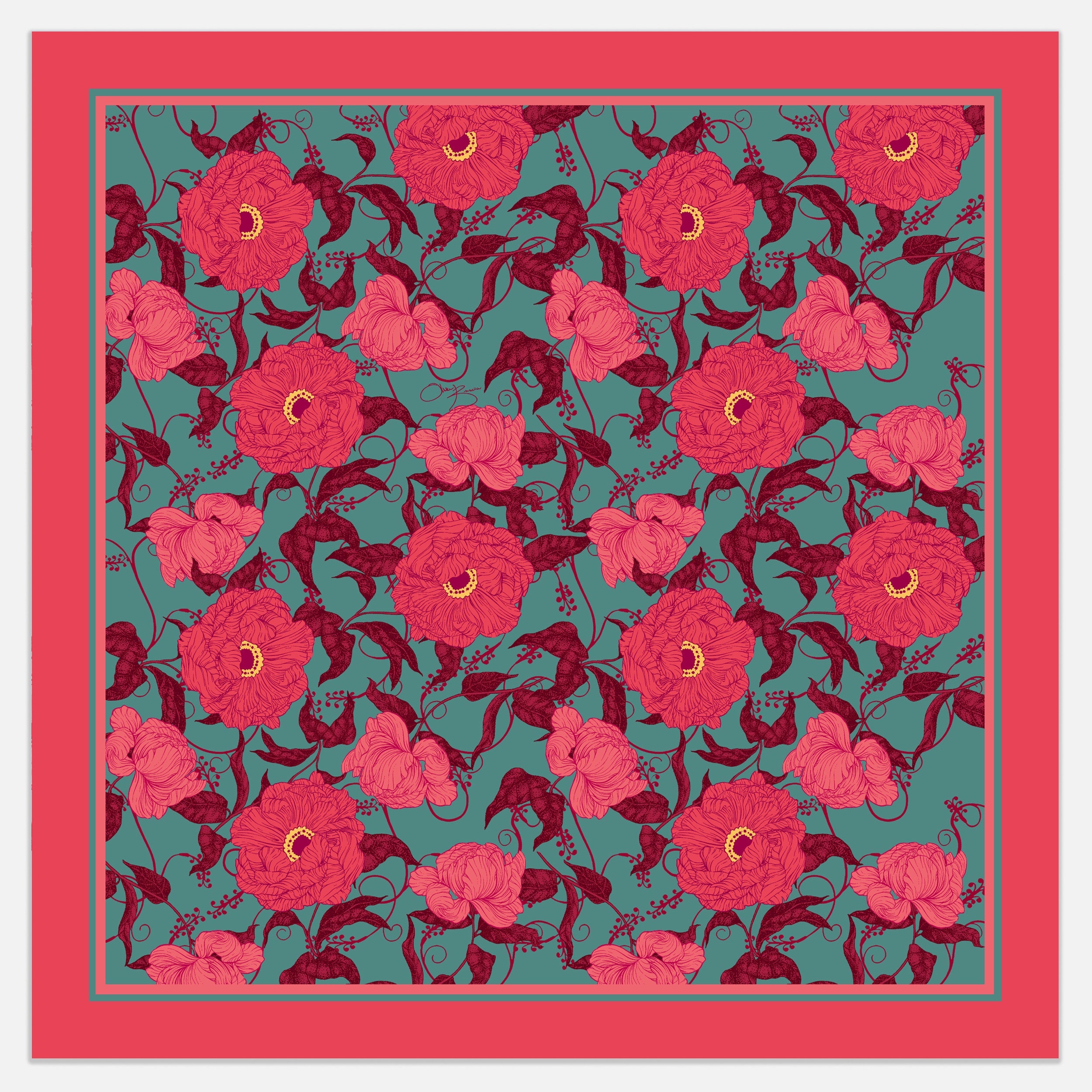 Whimsical Garden Silk Scarf - Pink