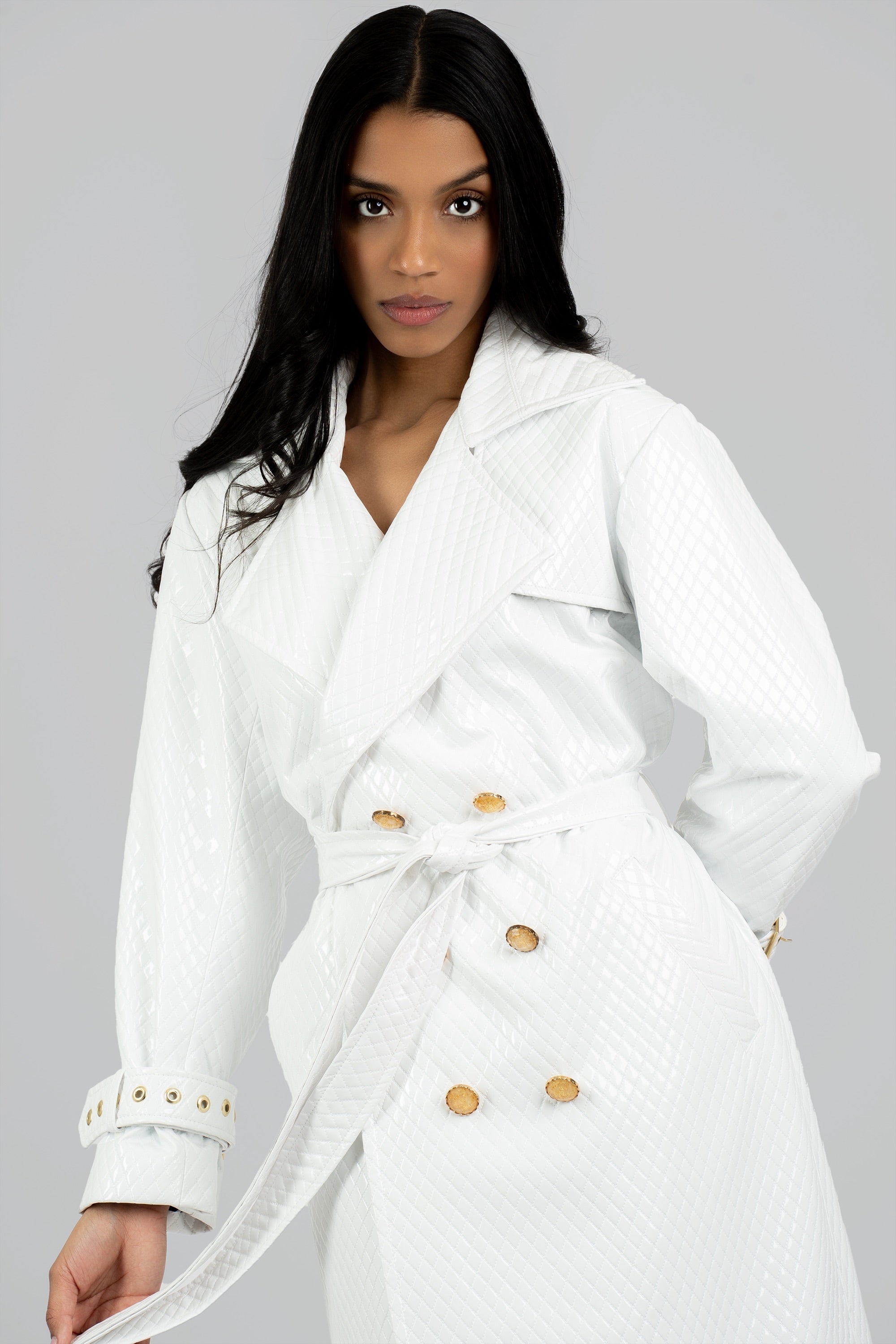 Bianca Quilted Vegan Leather Trench Coat