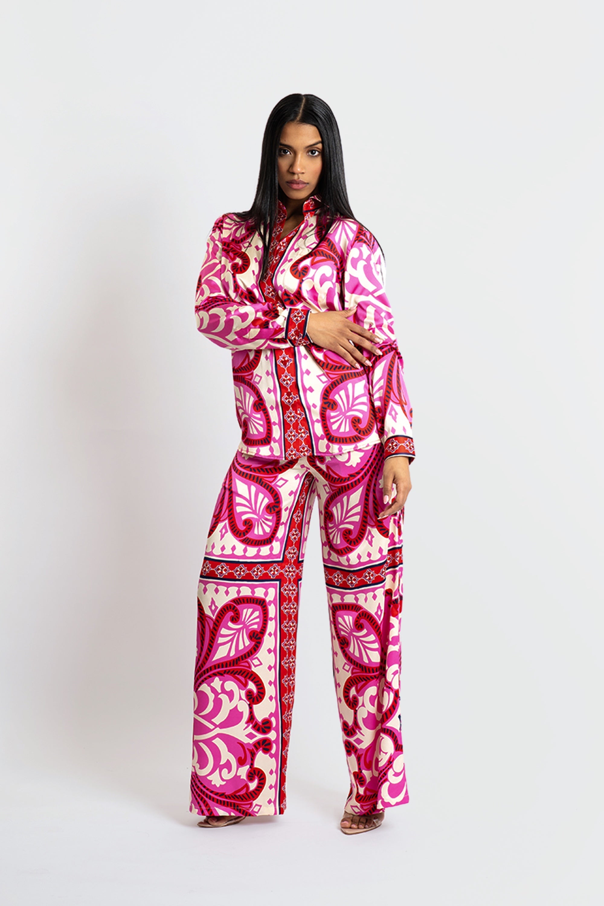 Yaya Baroque Print Pants Set