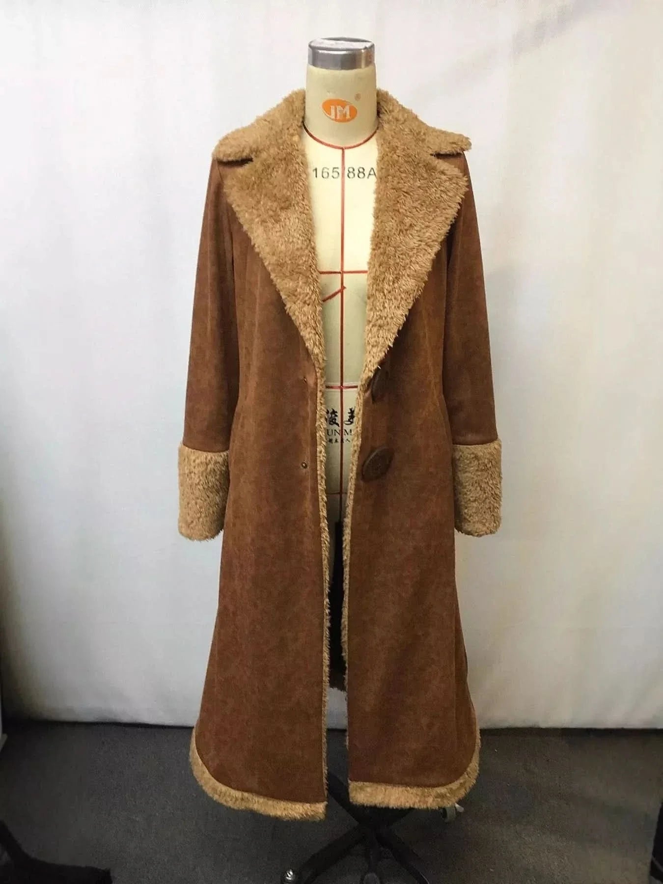 Vintage Faux Fur Trim Longline Coat For Women