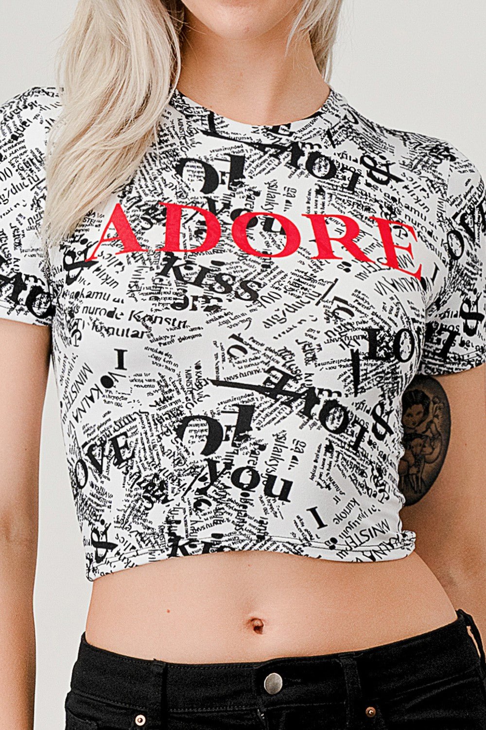 Adore Graphic Crop Top" - "Love Me Tee