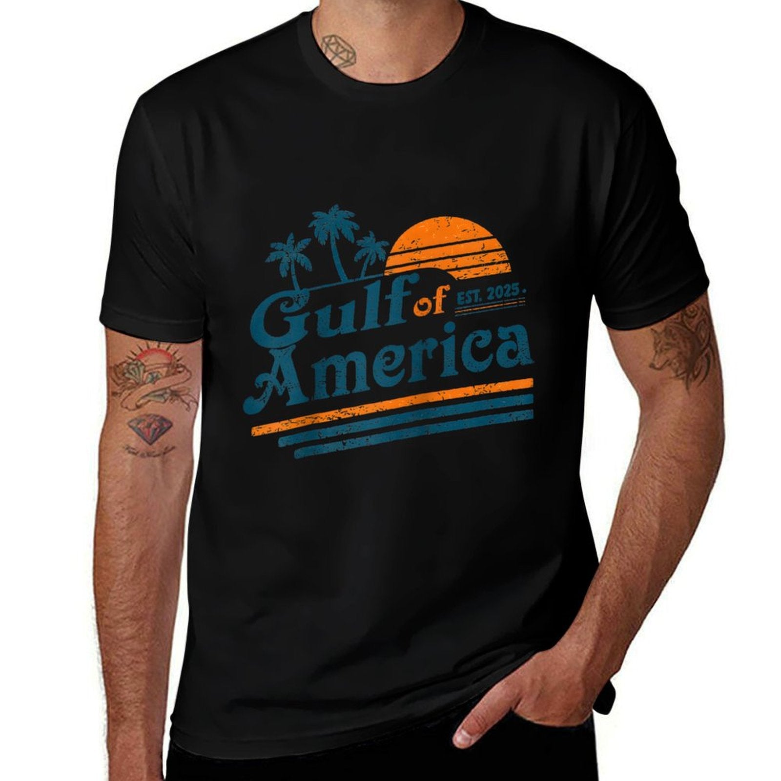 Gulf of US America Shirt Retro Golf of US America Shirt Raglan Baseball Fade-proof Color T-Shirt