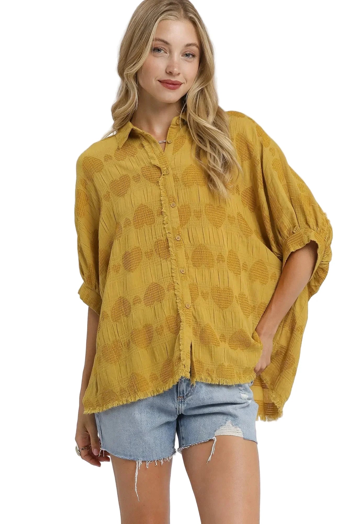 Jacquard Heart Collared Shirt