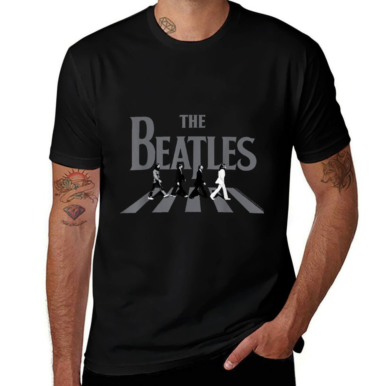 The Beatles - Abbey Road Greyscale Album Cover Wrinkle-resistant T-Shirt
