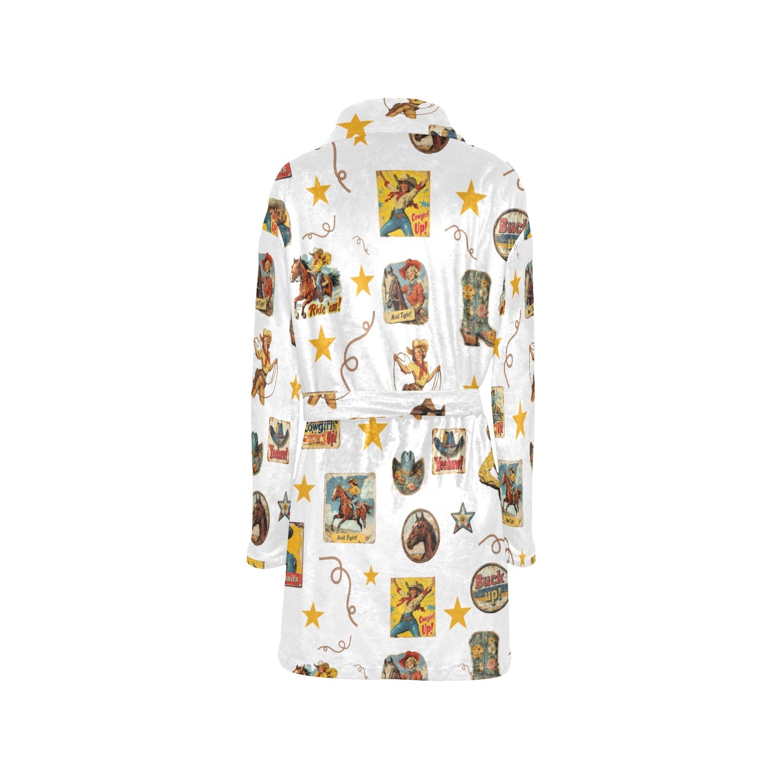 Vintage Cowgirl Collage Women's Western Bath Robe