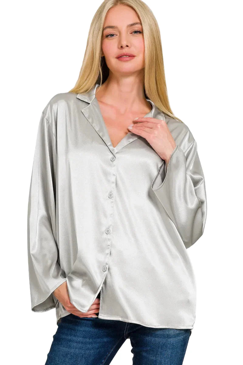 Satin Button Down Shirt