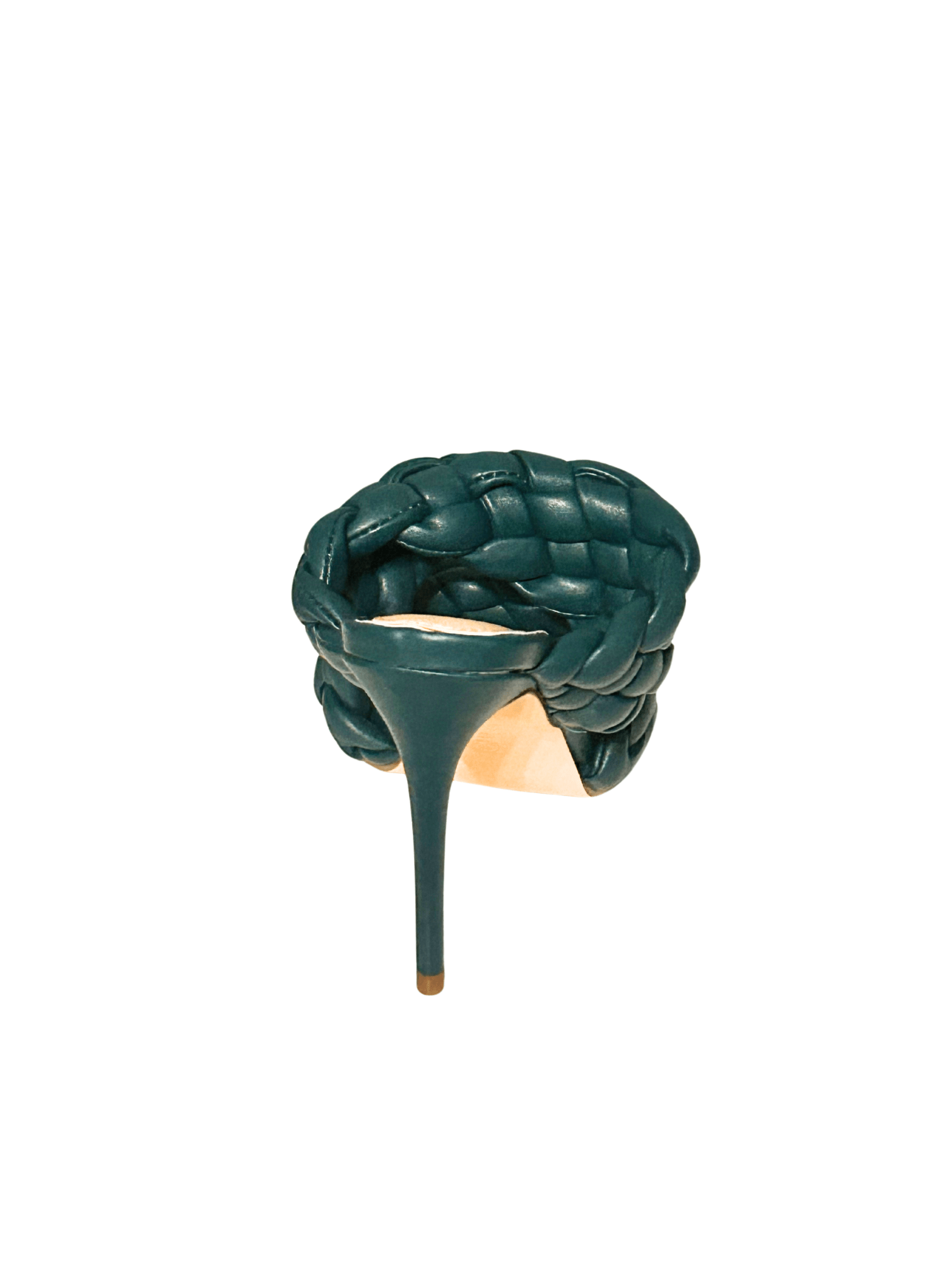 Chic Emerald Green Double Braided Mule Sandals with 4-Inch Heel for Stylish Comfort