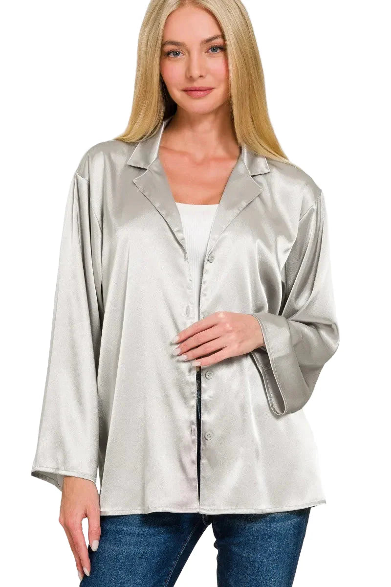 Satin Button Down Shirt