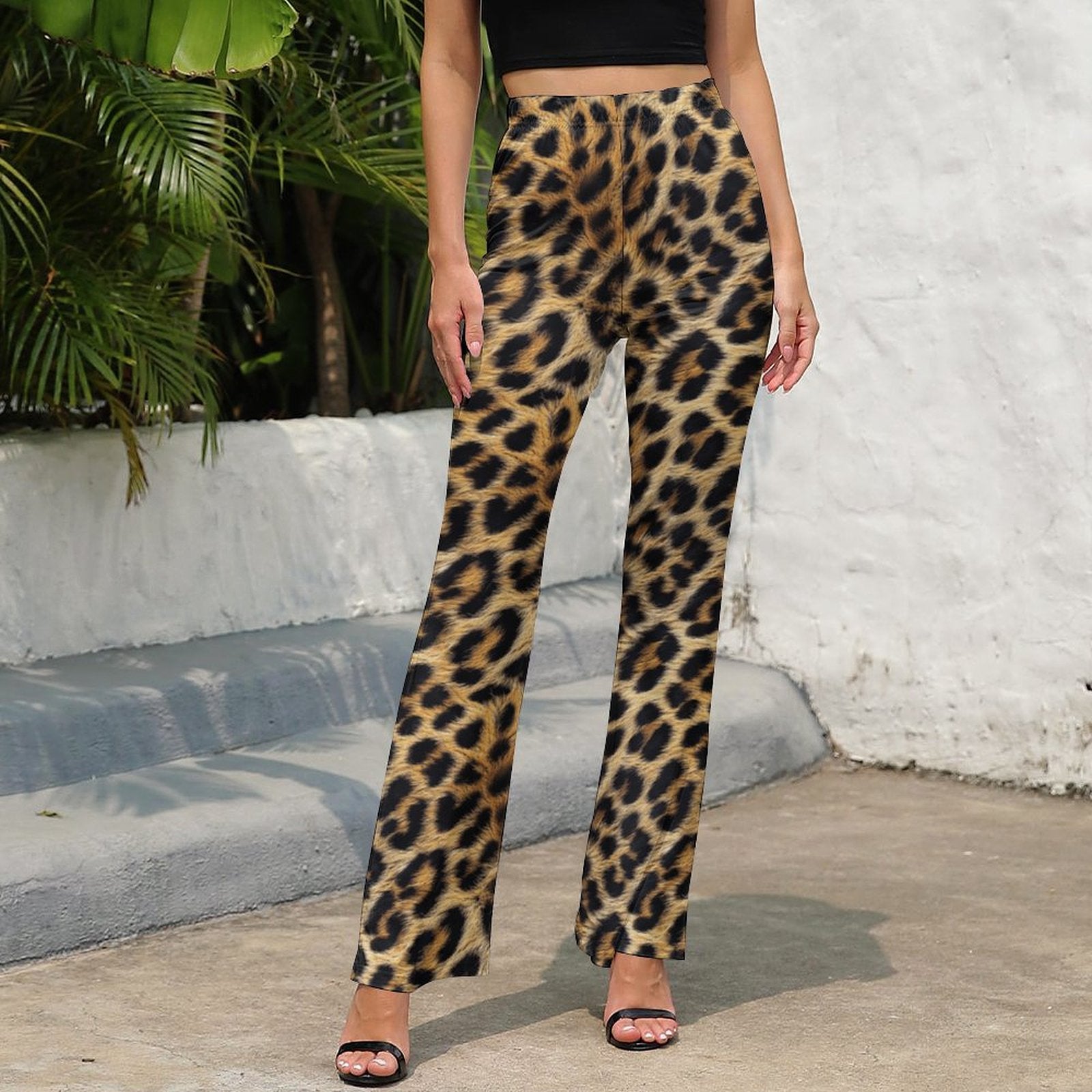 Baha Ranch Retro Pop Western Leopard Animal Print Flare Pants