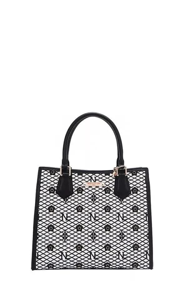 Nicole Lee USA Structured Tote Bag Monogram Print Pattern