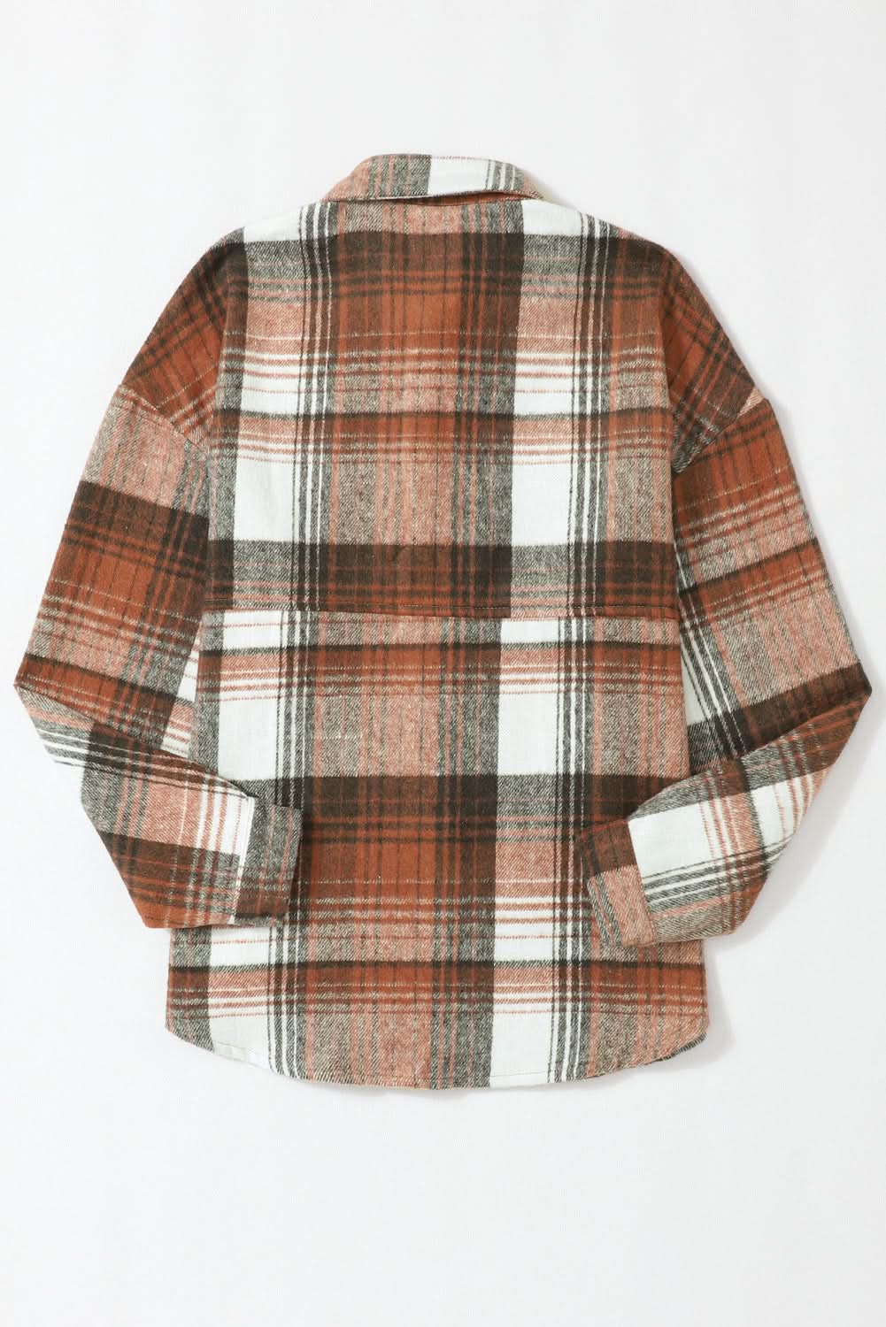 Gold Flame Grey Plaid Button Up Collared Flannel Shacket
