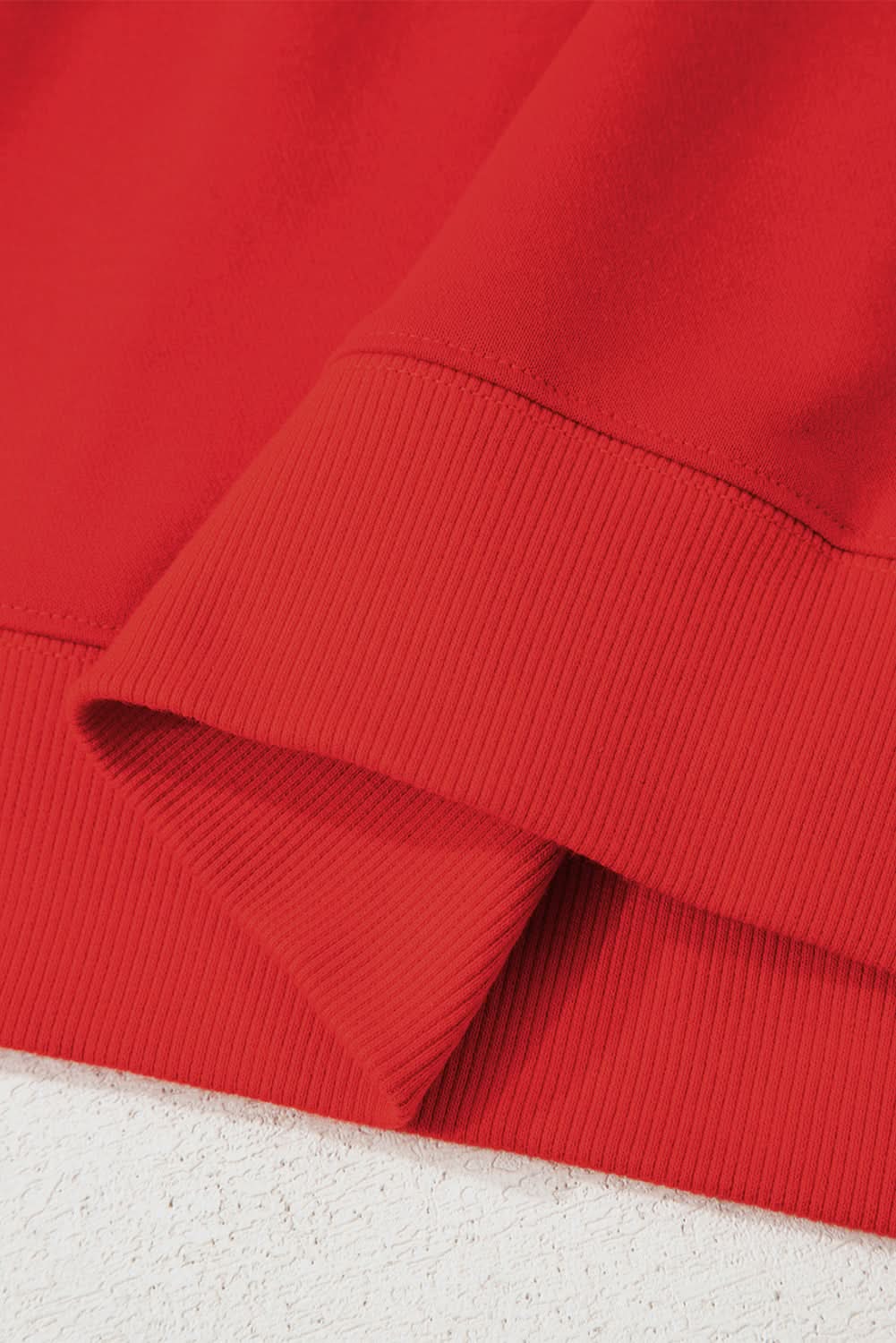 Fiery Red Preppy Striped Sleeve Loose Sweatshirt Casual