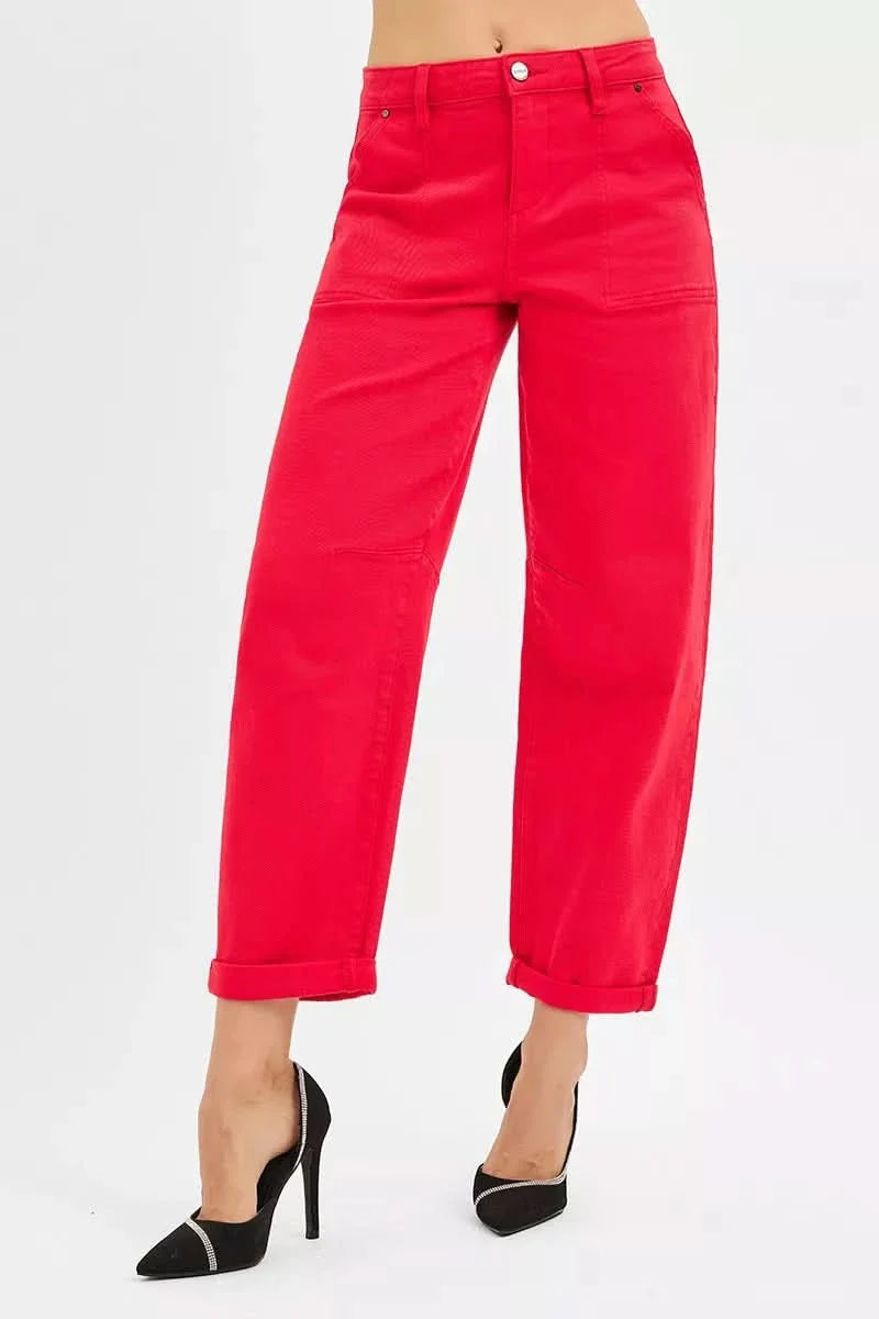 Risen High Rise Ankle Cuffed Barrel Pants Chic Everyday