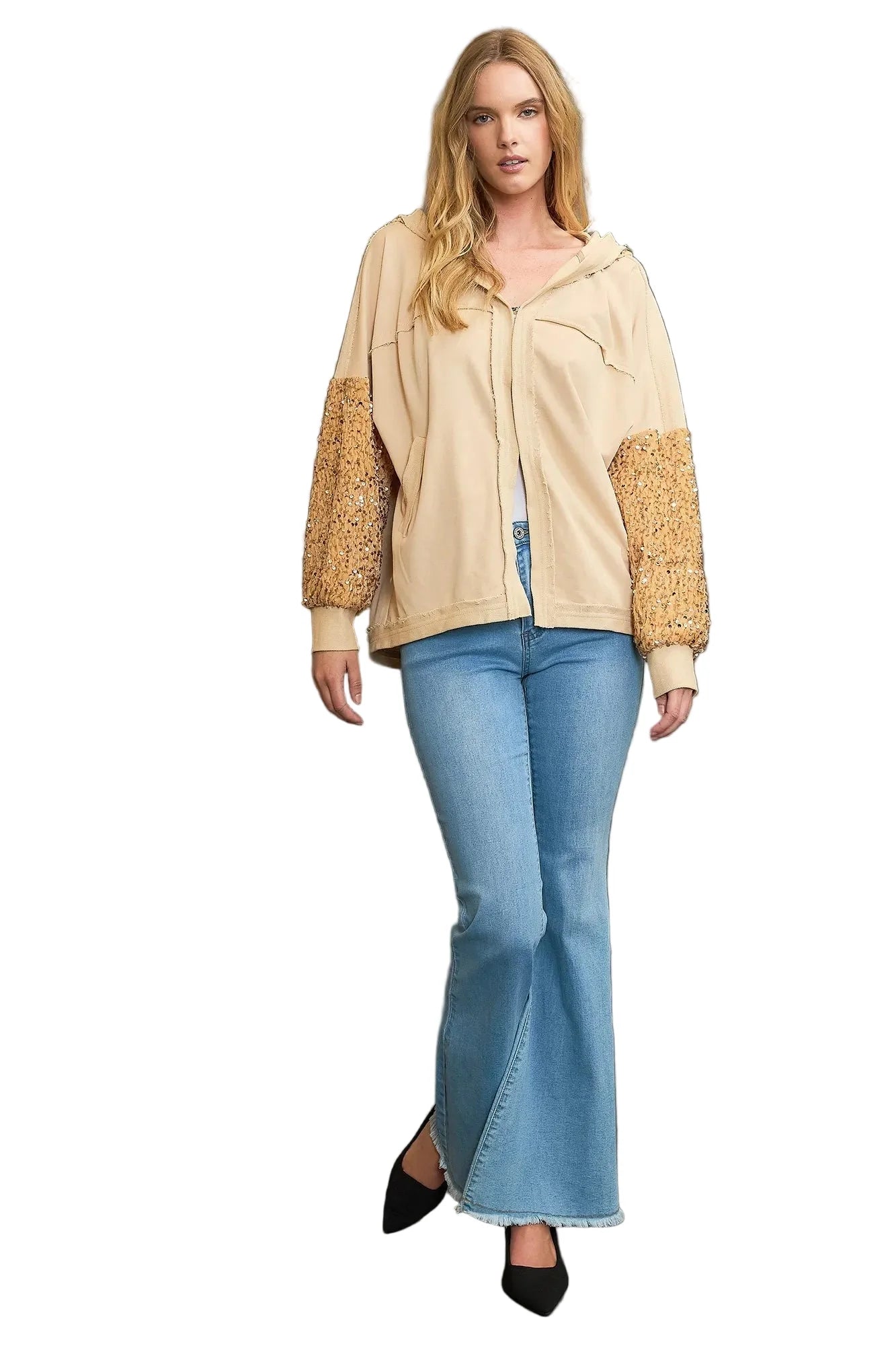 Sequined French Terry Jacket