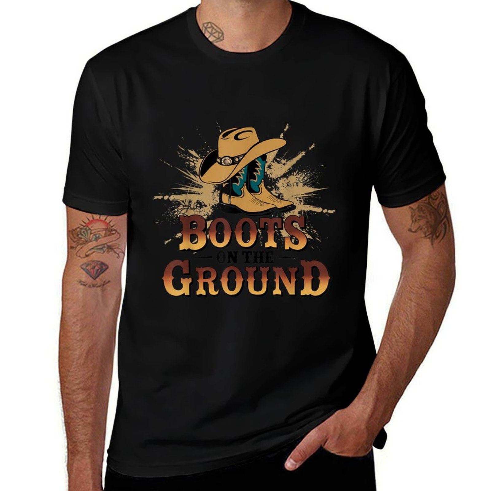 Boots On The Ground Western Cowboy Rodeo Country Eco-friendly Material T-Shirt
